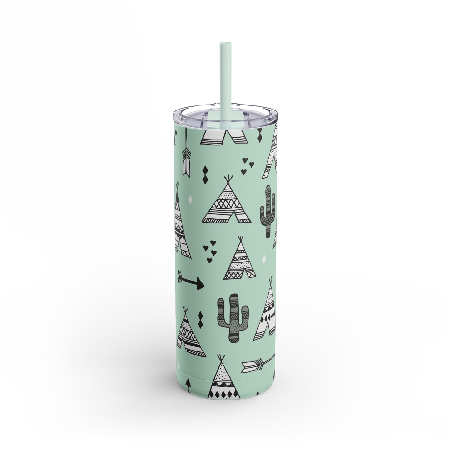 Teepee and cactus tumbler w/straw