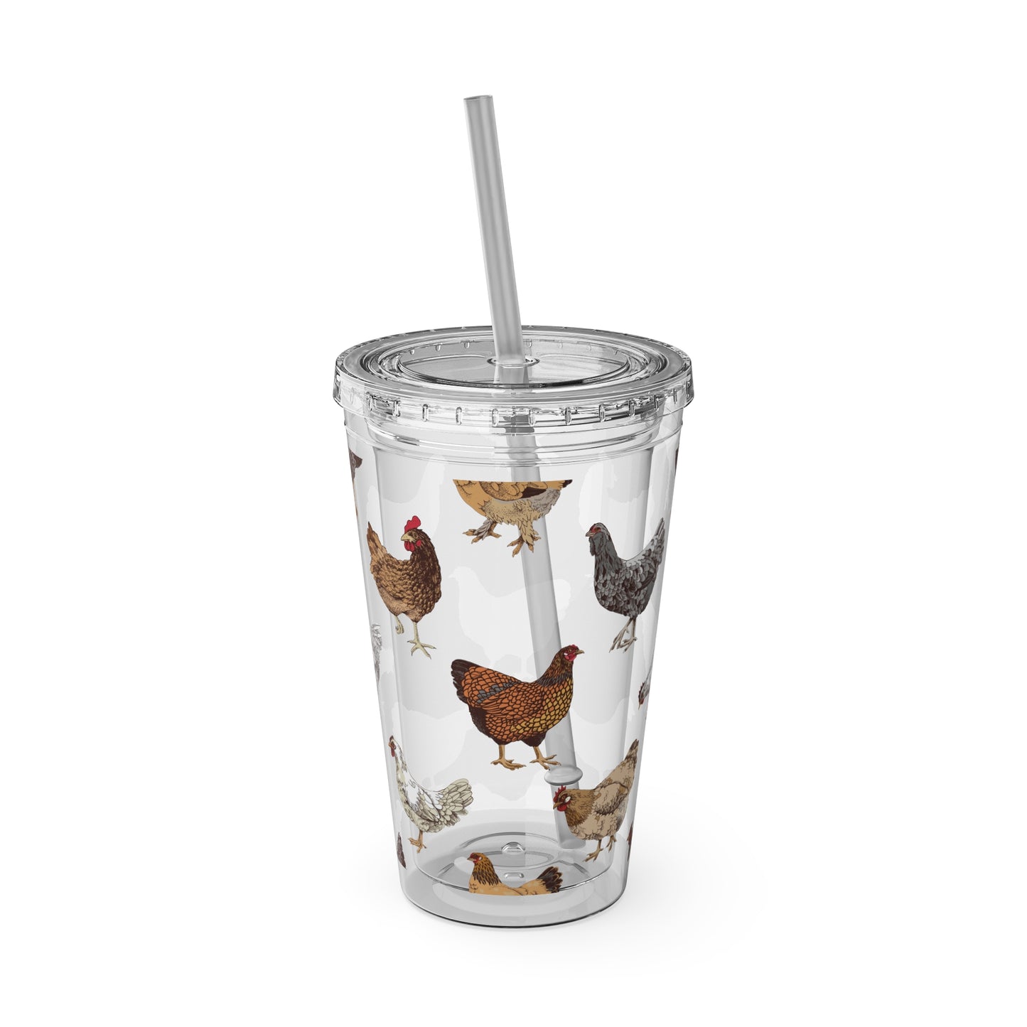 Chickens Tumbler with Straw, 16oz
