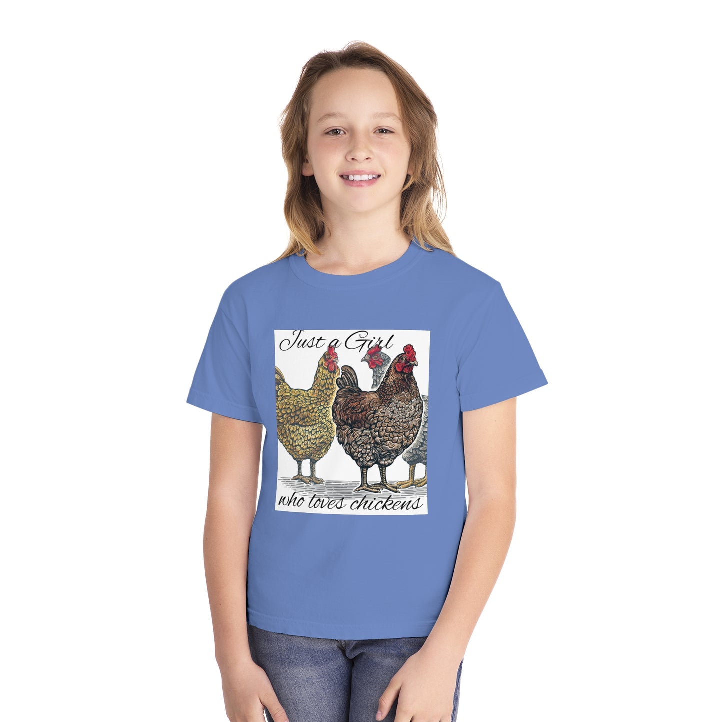 Youth girl who loves chickens