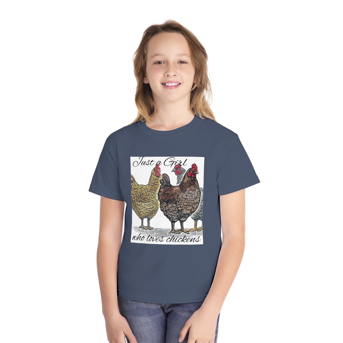 Youth girl who loves chickens