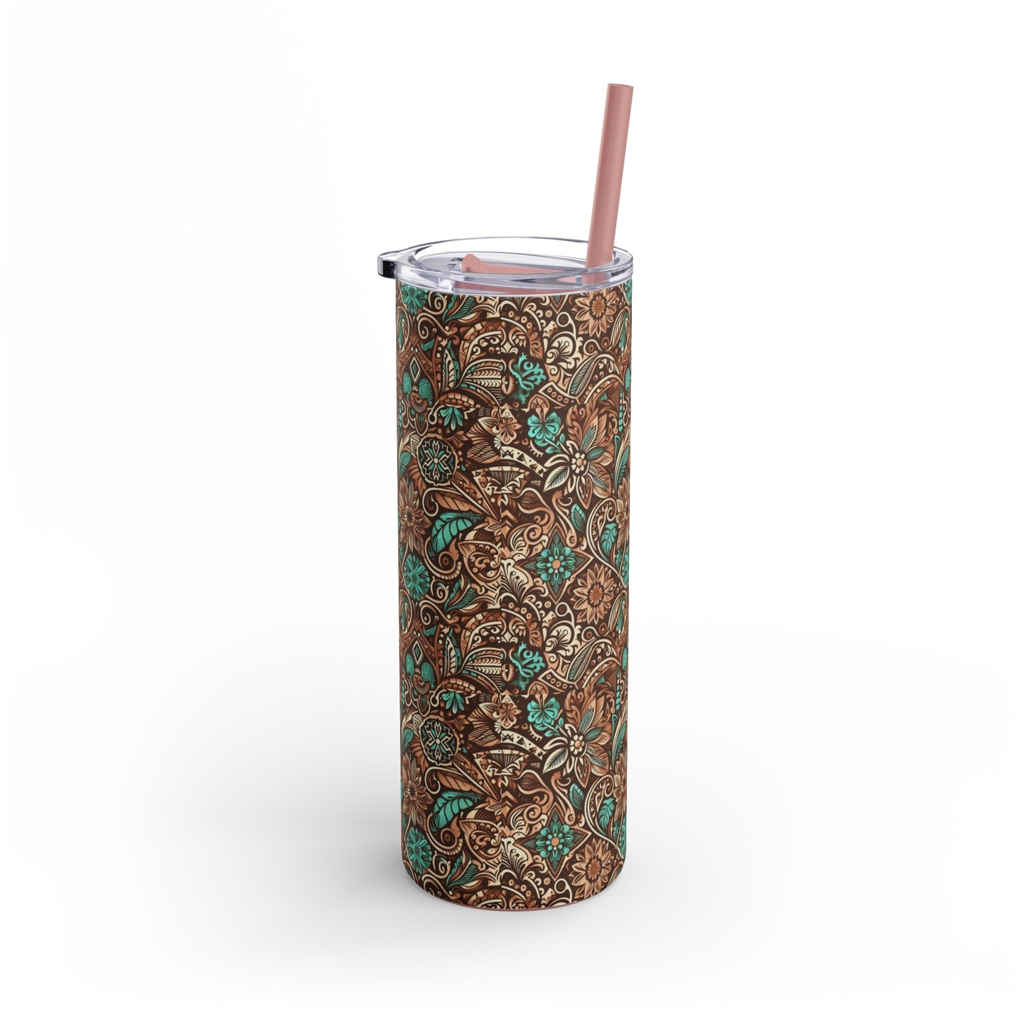Leather and Teal / Skinny Matte Tumbler, 20oz