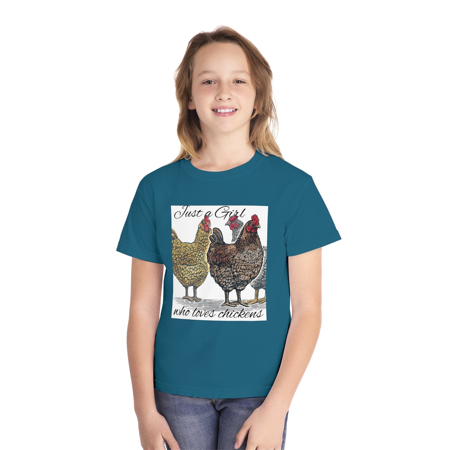 Youth girl who loves chickens