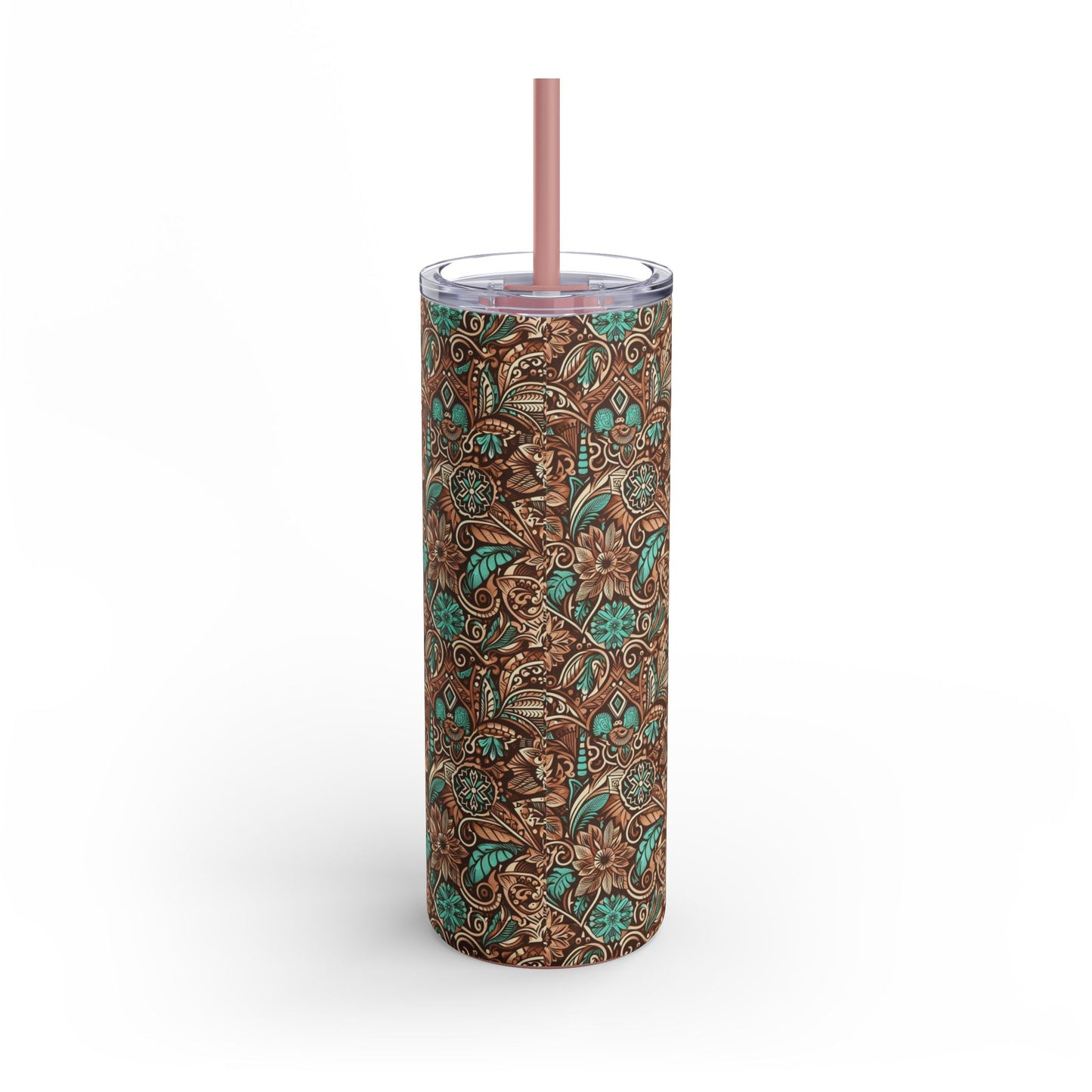Leather and Teal / Skinny Matte Tumbler, 20oz