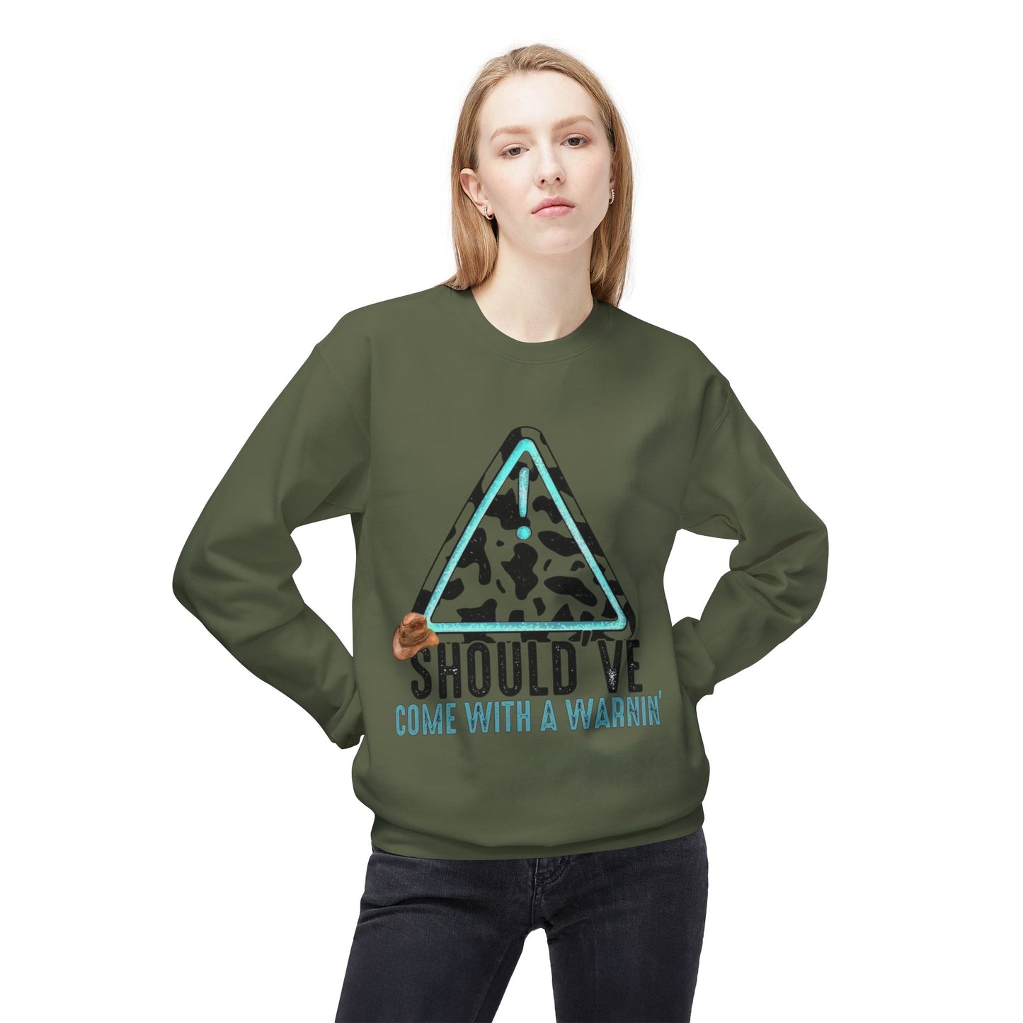 Should have come with a warning / Fleece Crewneck Sweatshirt