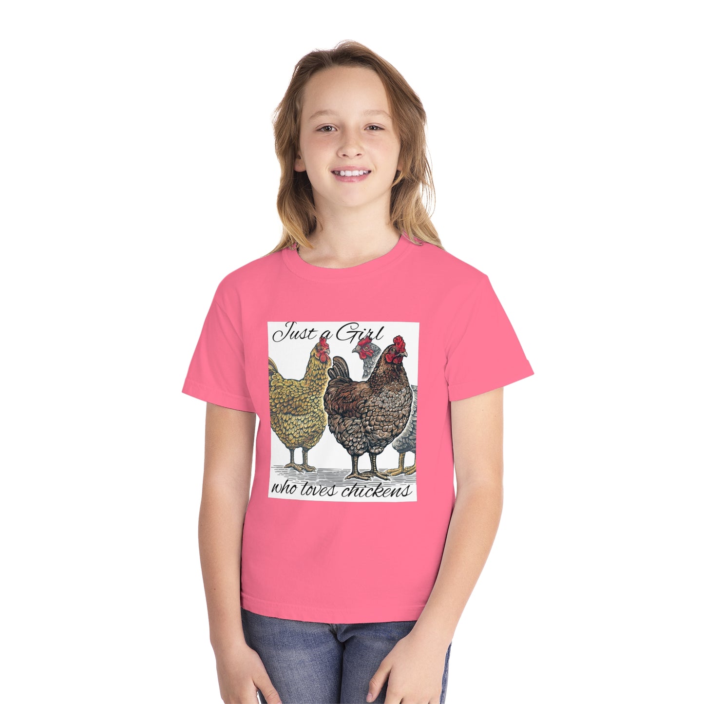Youth girl who loves chickens
