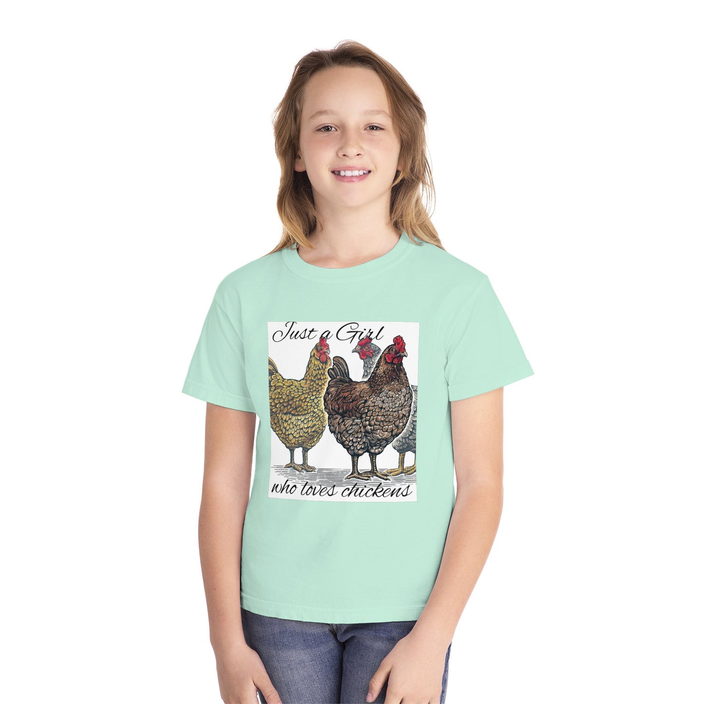 Youth girl who loves chickens