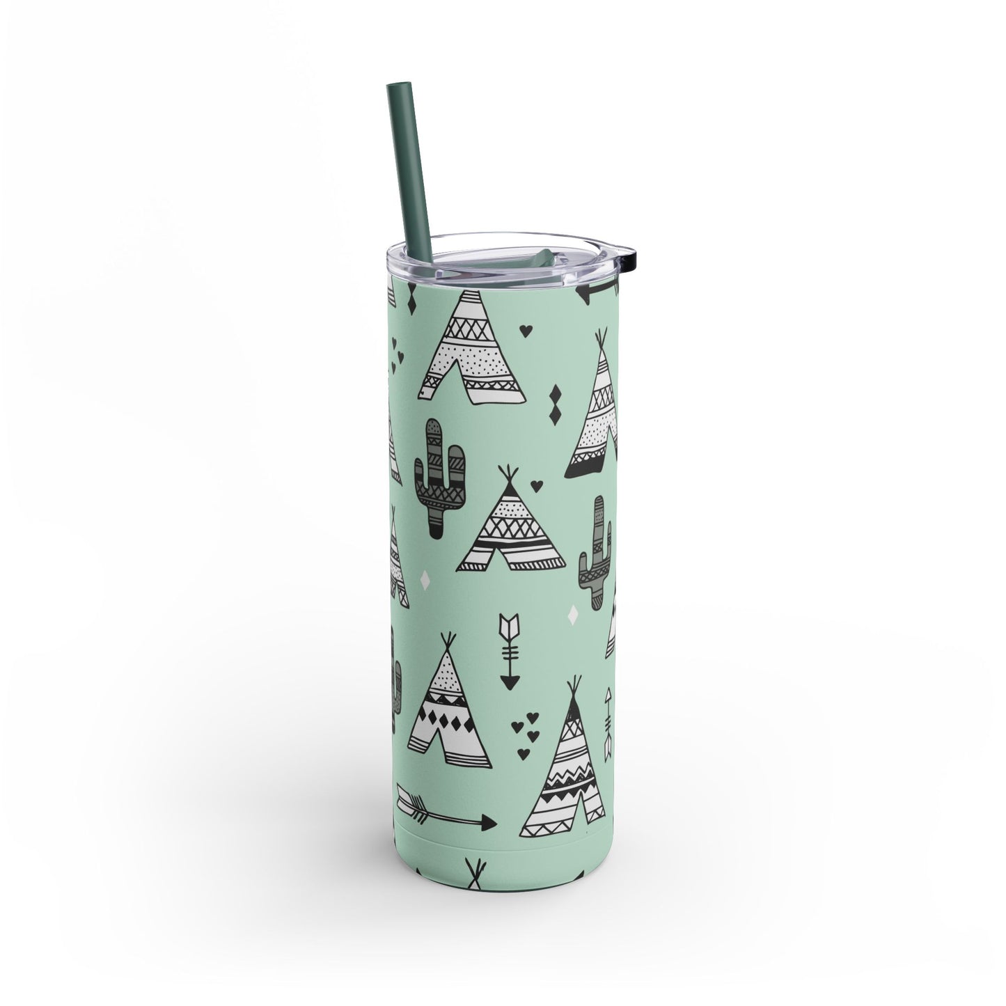 Teepee and cactus tumbler w/straw