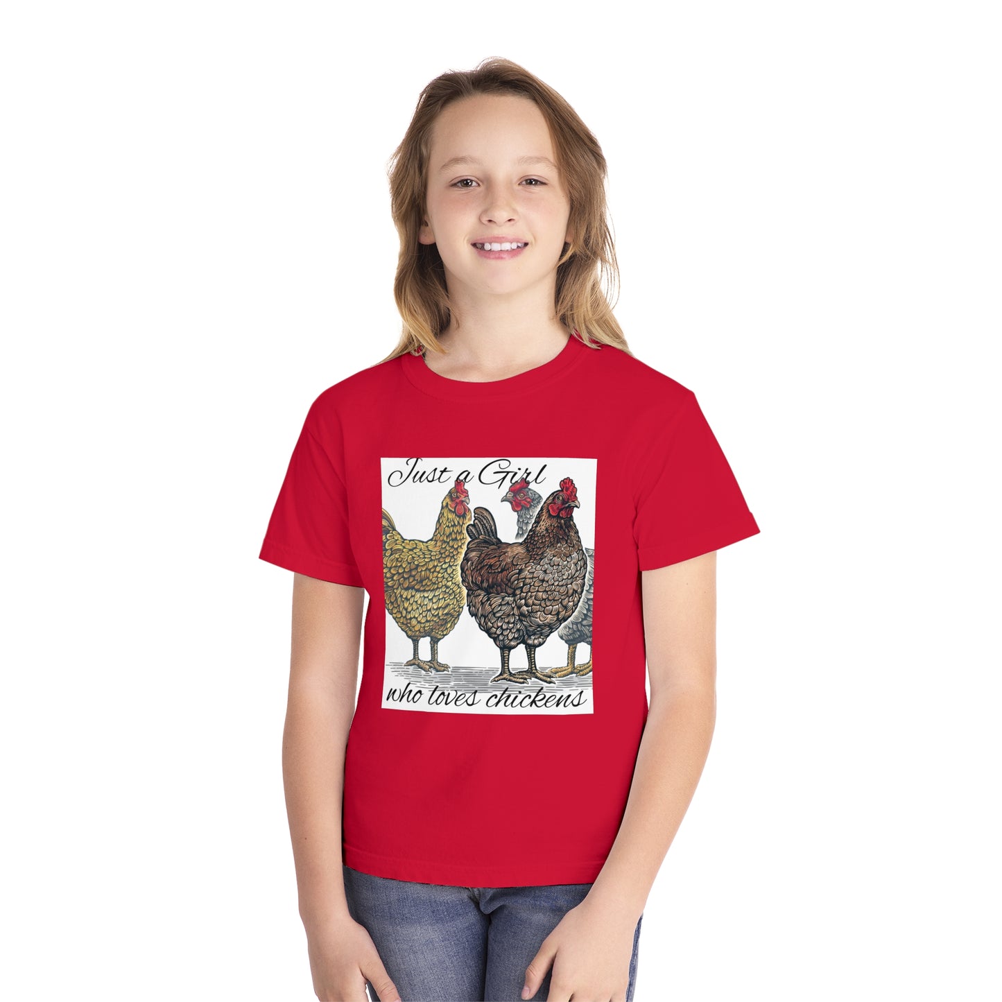 Youth girl who loves chickens