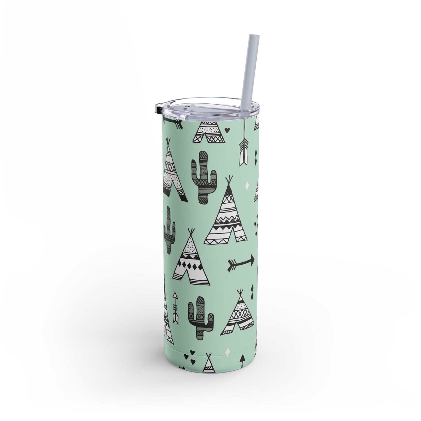 Teepee and cactus tumbler w/straw