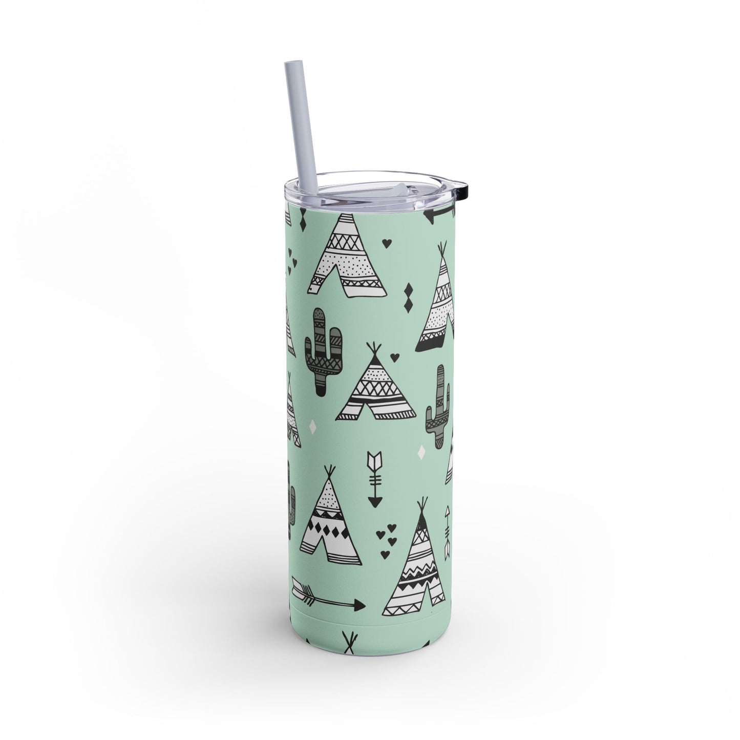 Teepee and cactus tumbler w/straw
