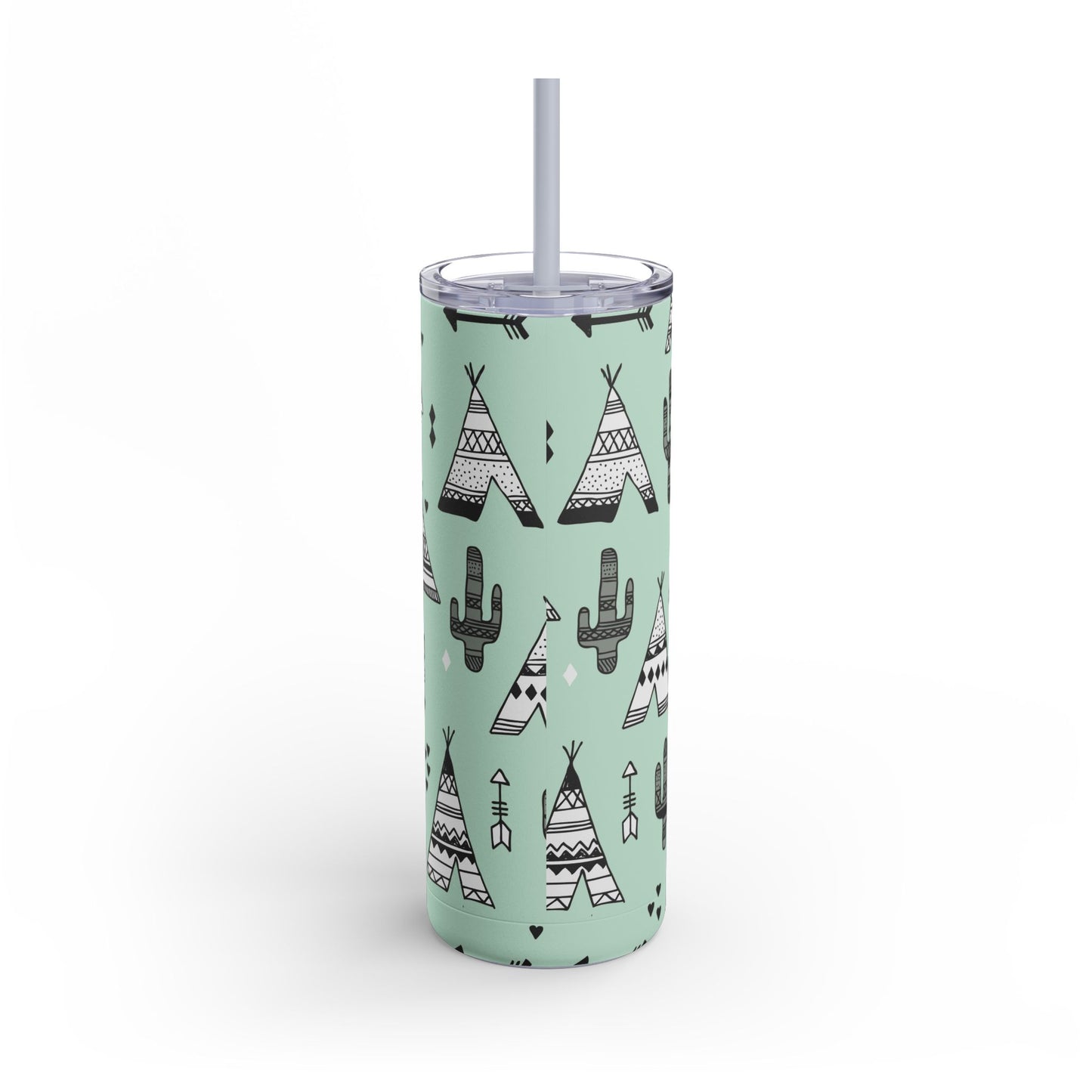 Teepee and cactus tumbler w/straw
