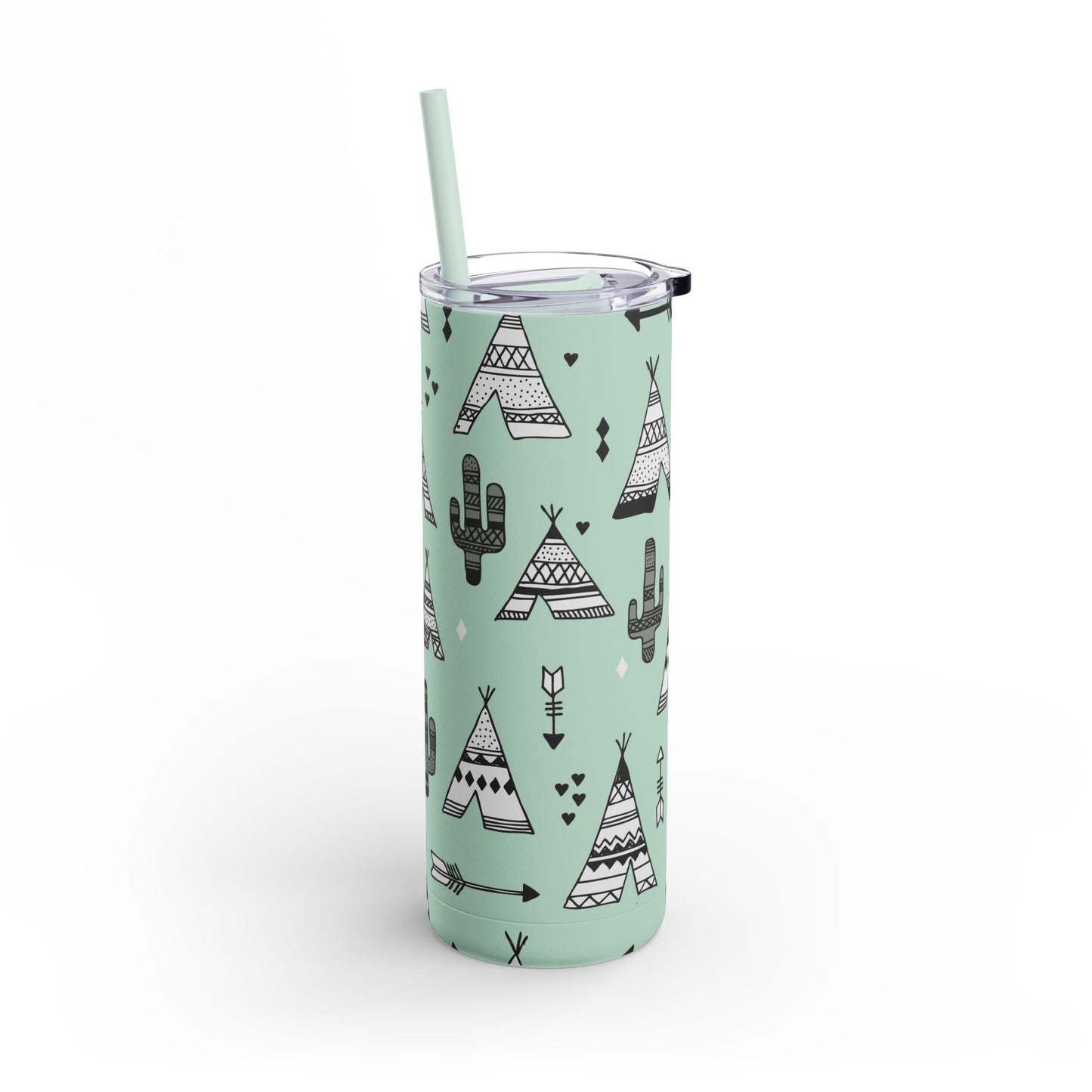 Teepee and cactus tumbler w/straw