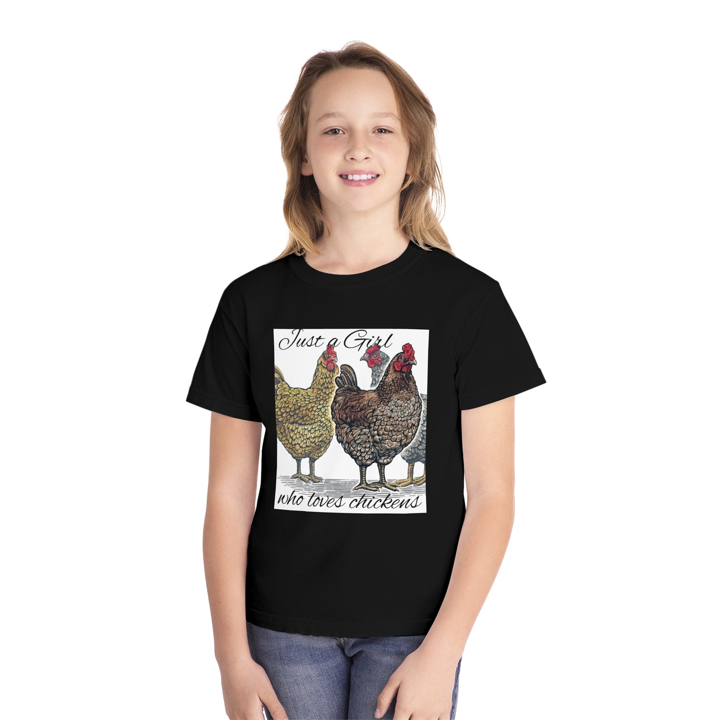 Youth girl who loves chickens
