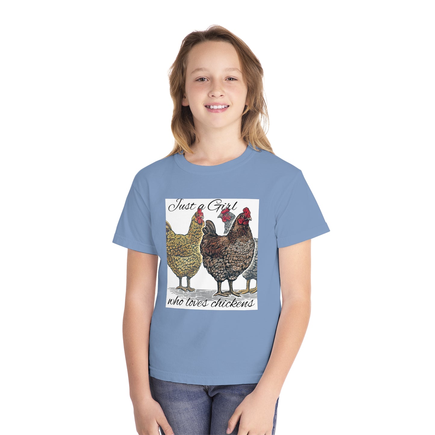 Youth girl who loves chickens