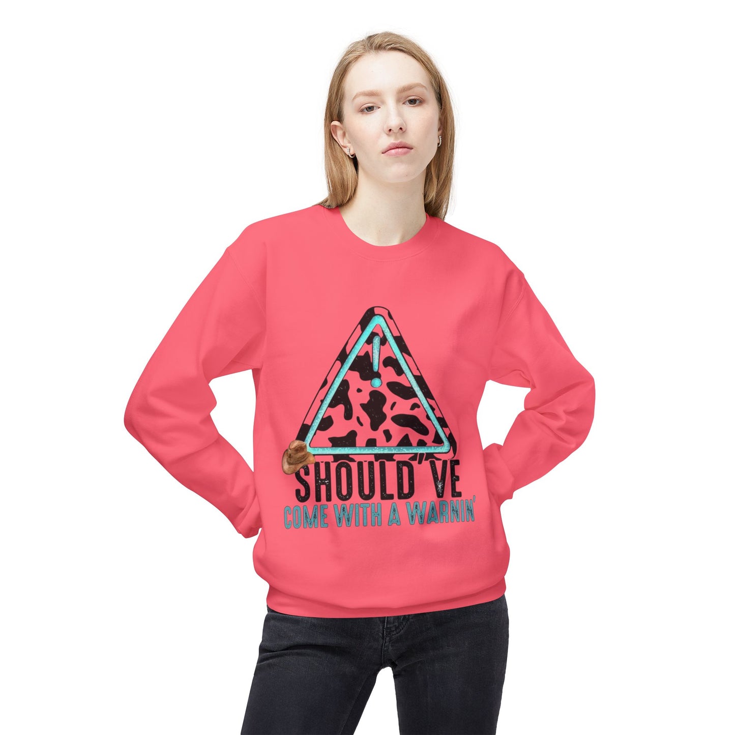 Should have come with a warning / Fleece Crewneck Sweatshirt