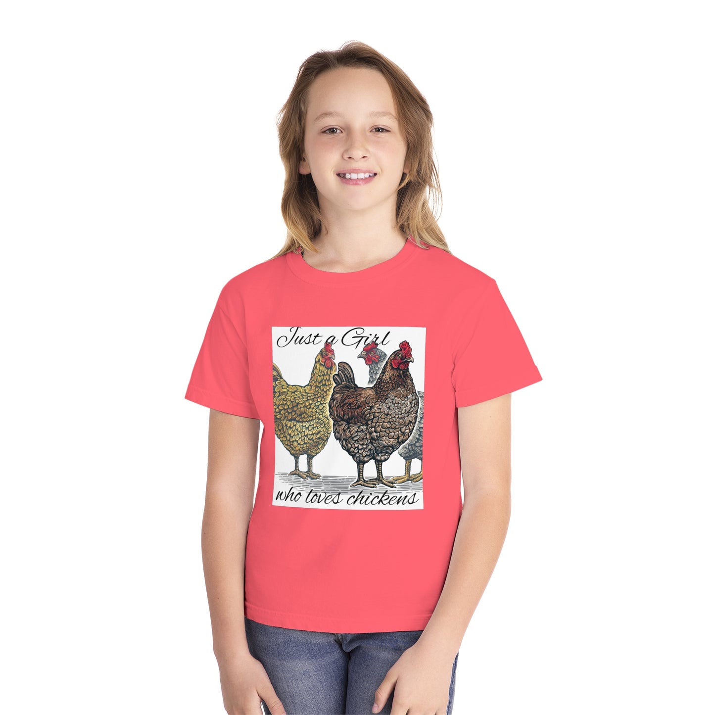 Youth girl who loves chickens