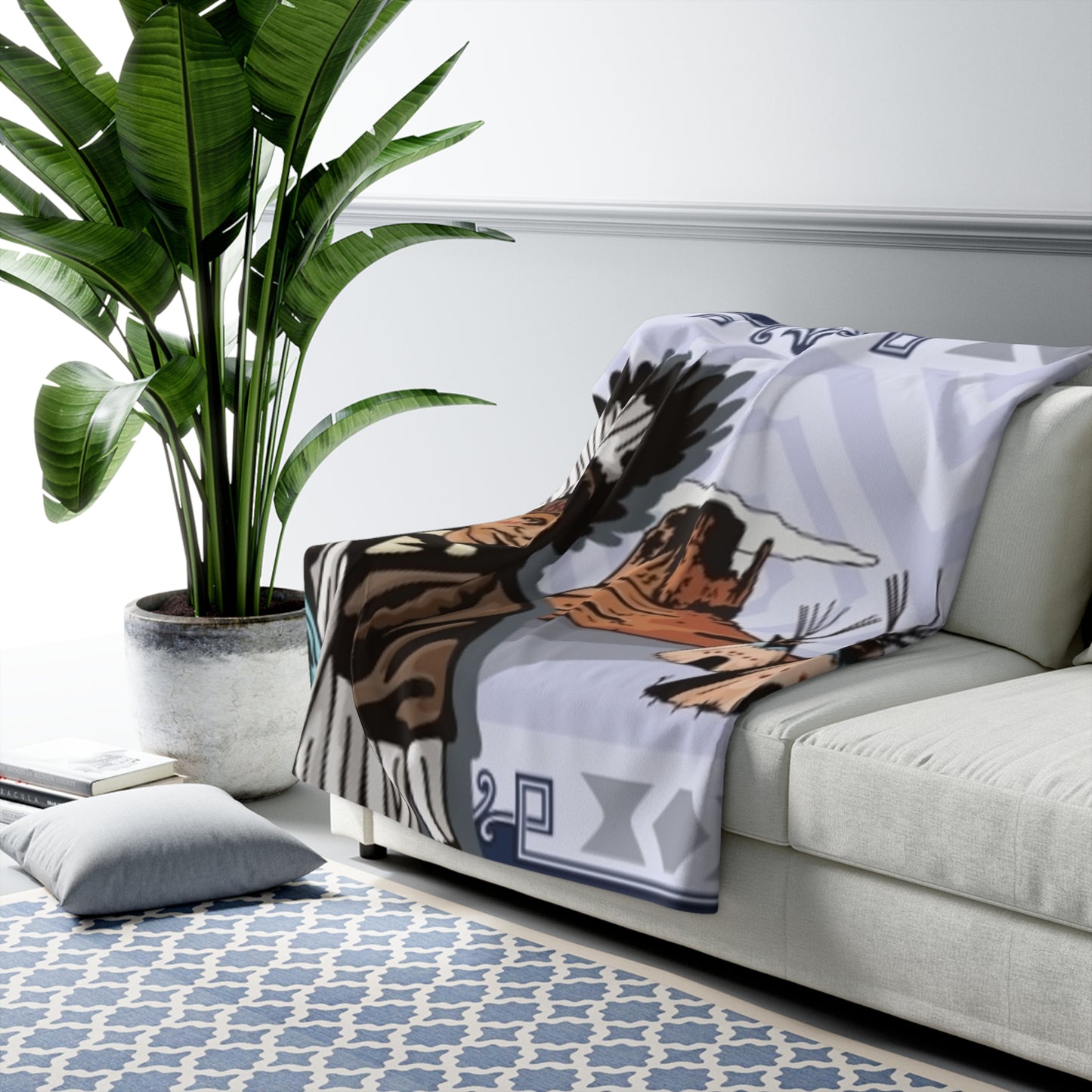 Native Chief/ Sherpa Fleece Blanket