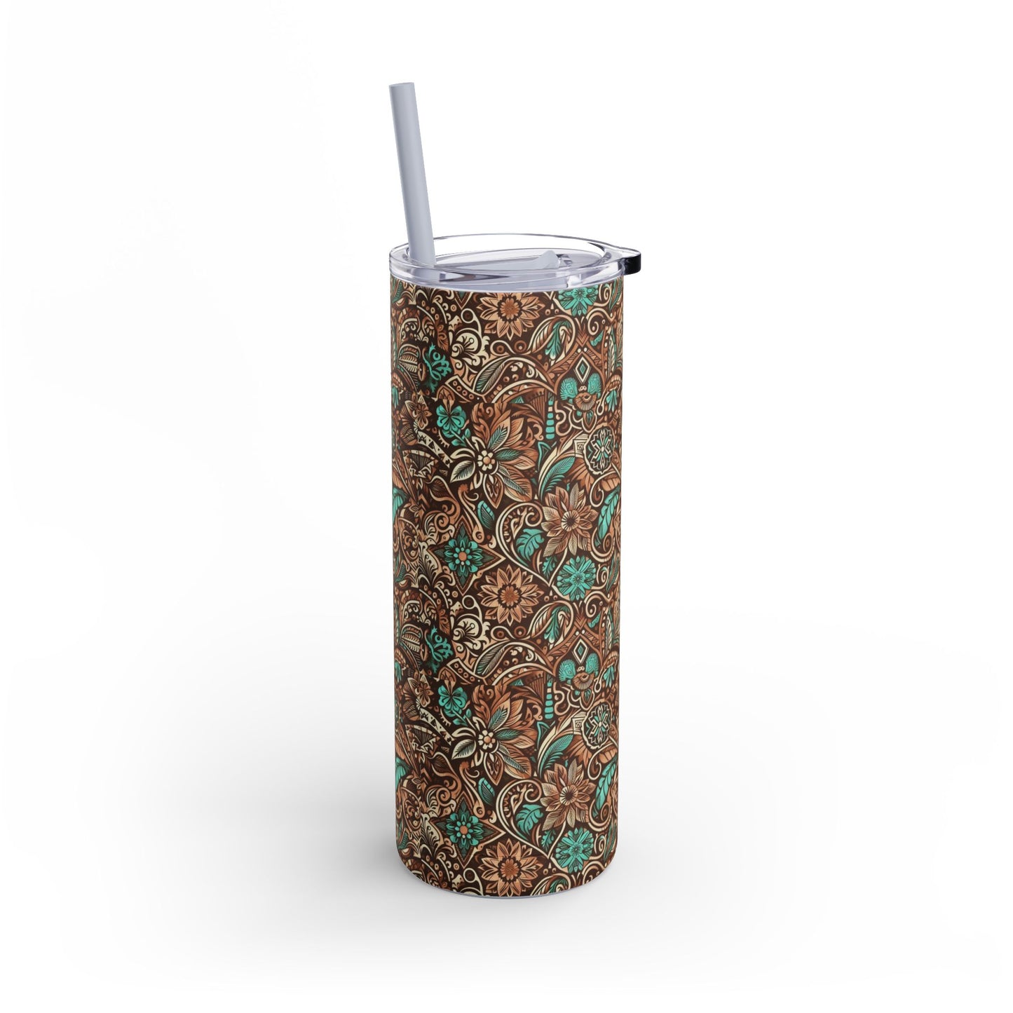 Leather and Teal / Skinny Matte Tumbler, 20oz