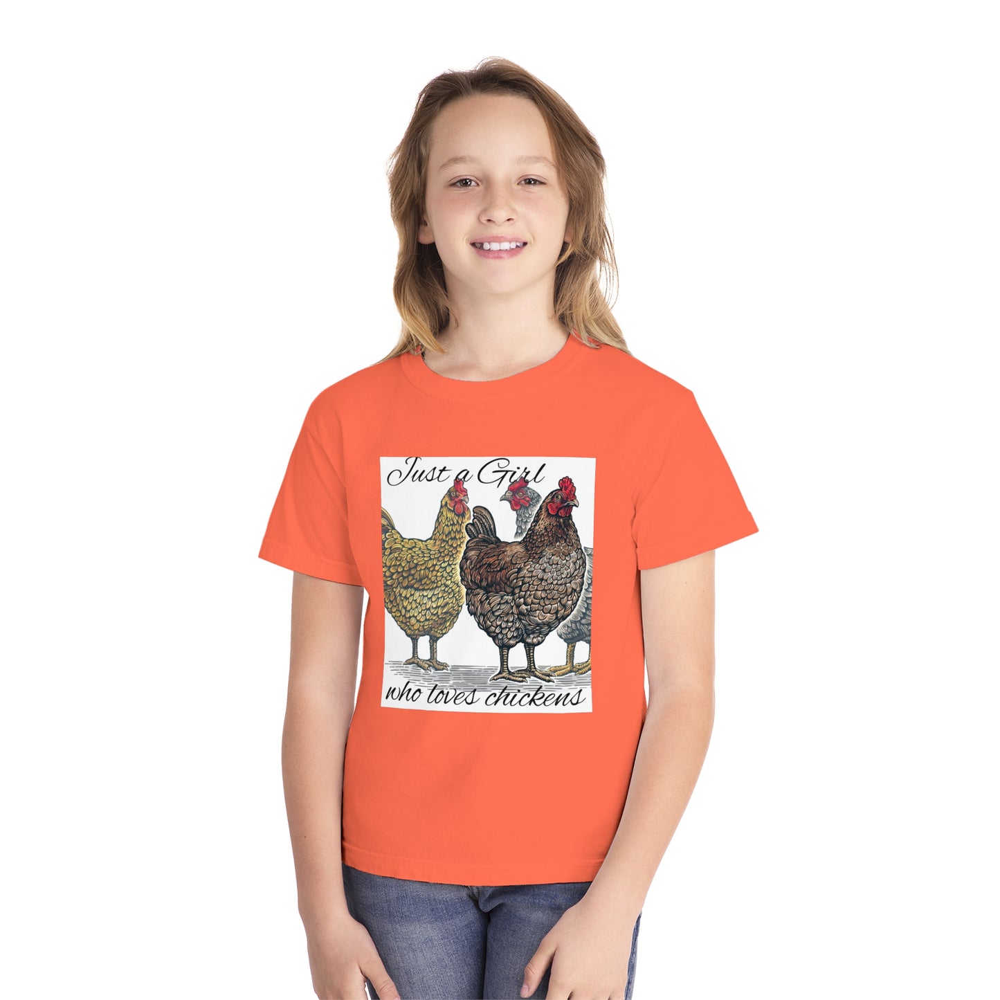 Youth girl who loves chickens