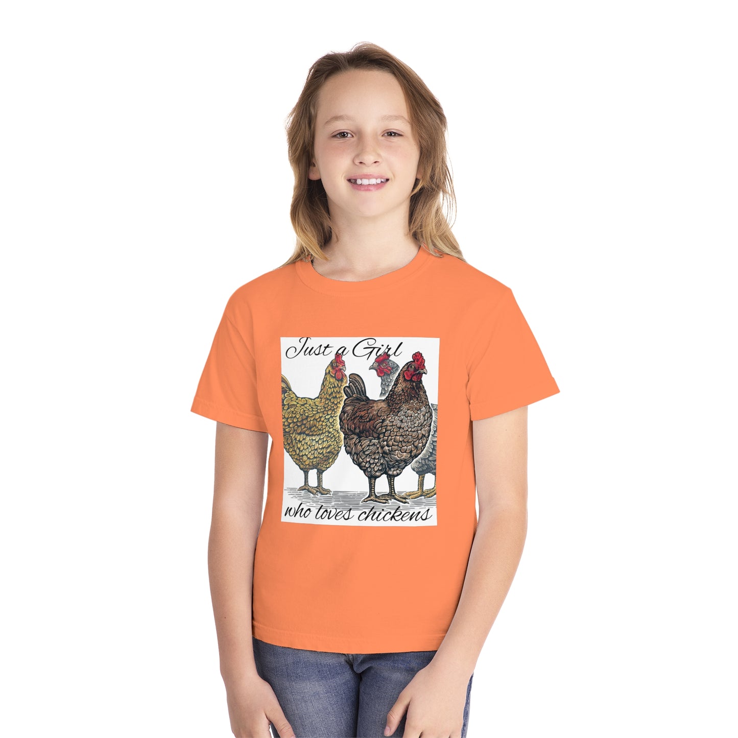 Youth girl who loves chickens