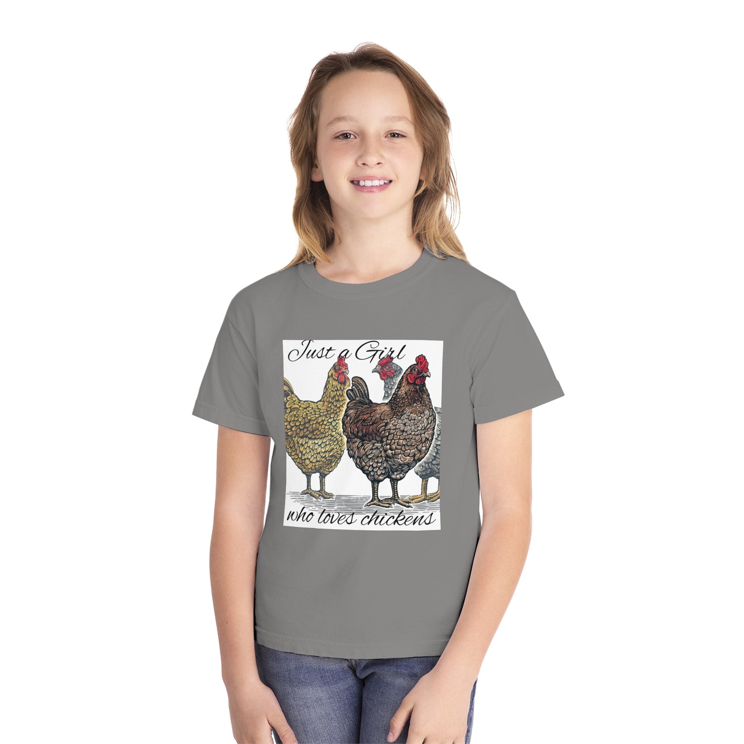 Youth girl who loves chickens