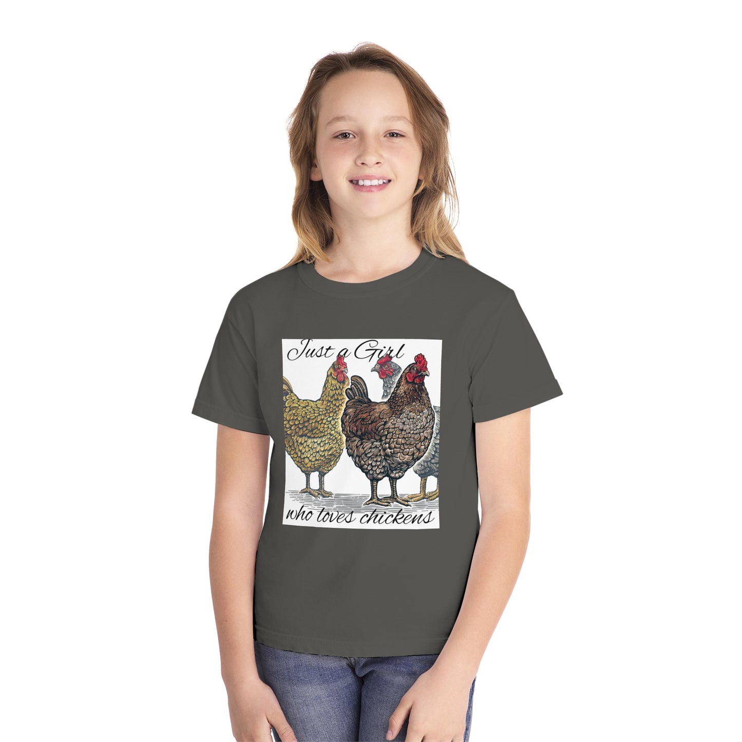 Youth girl who loves chickens