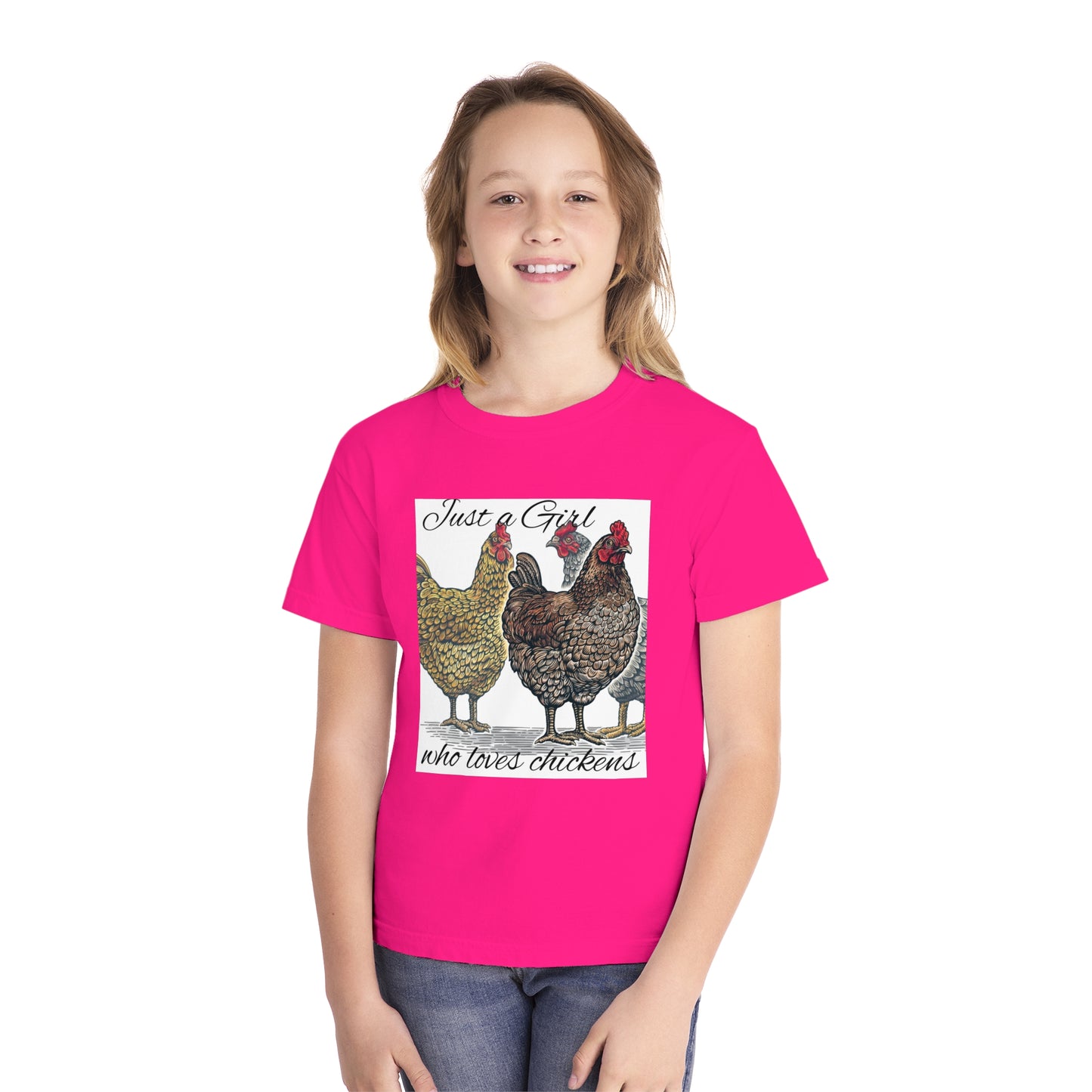 Youth girl who loves chickens