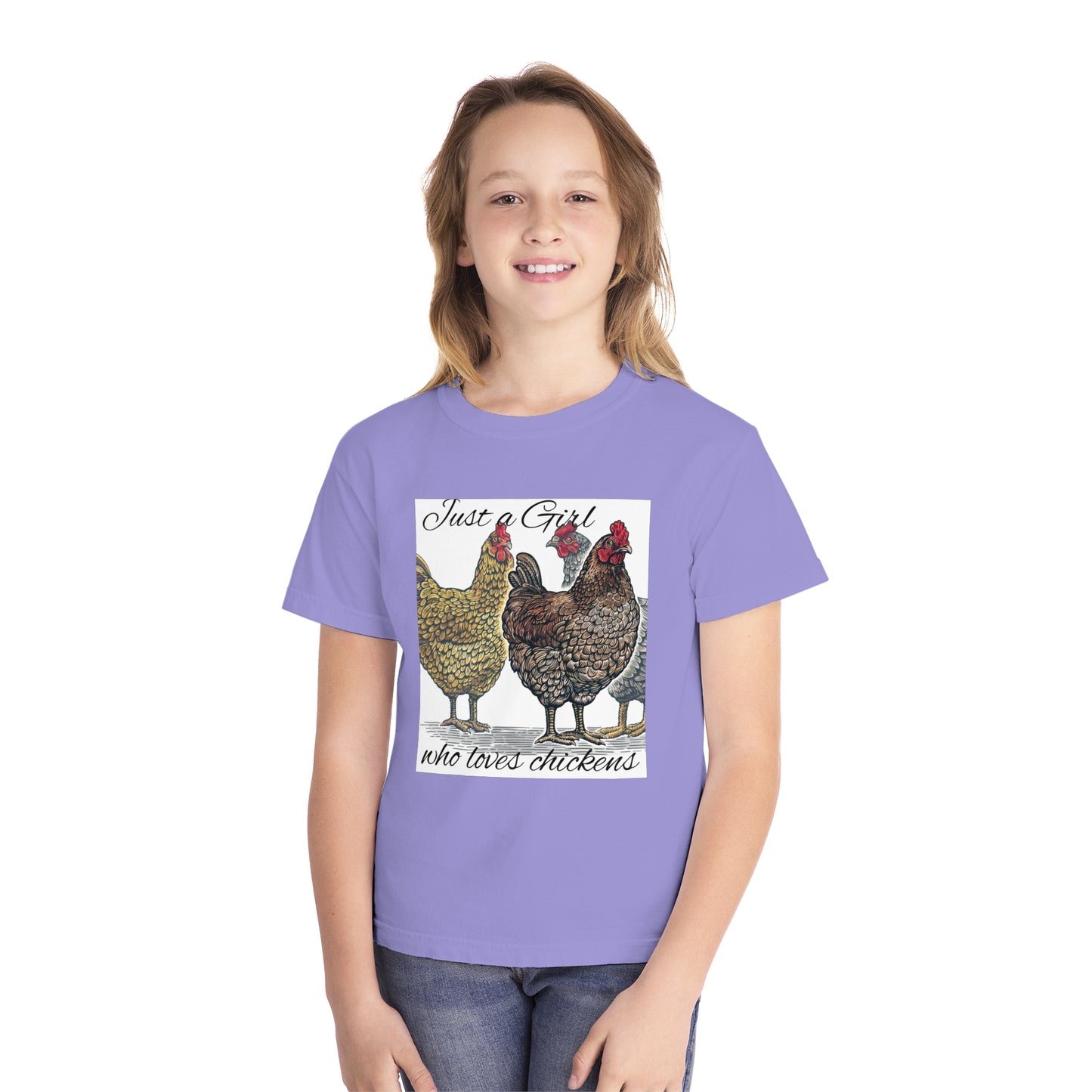 Youth girl who loves chickens