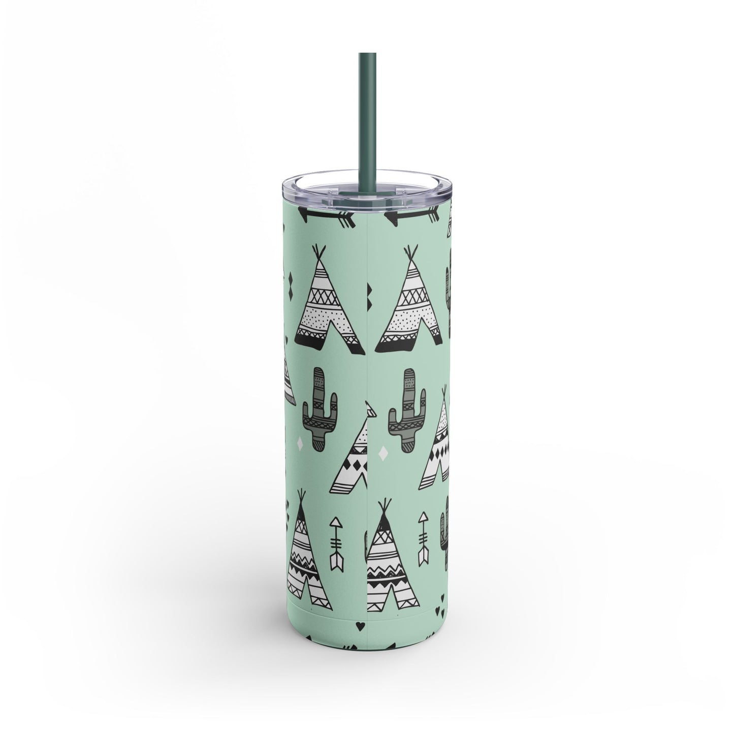 Teepee and cactus tumbler w/straw