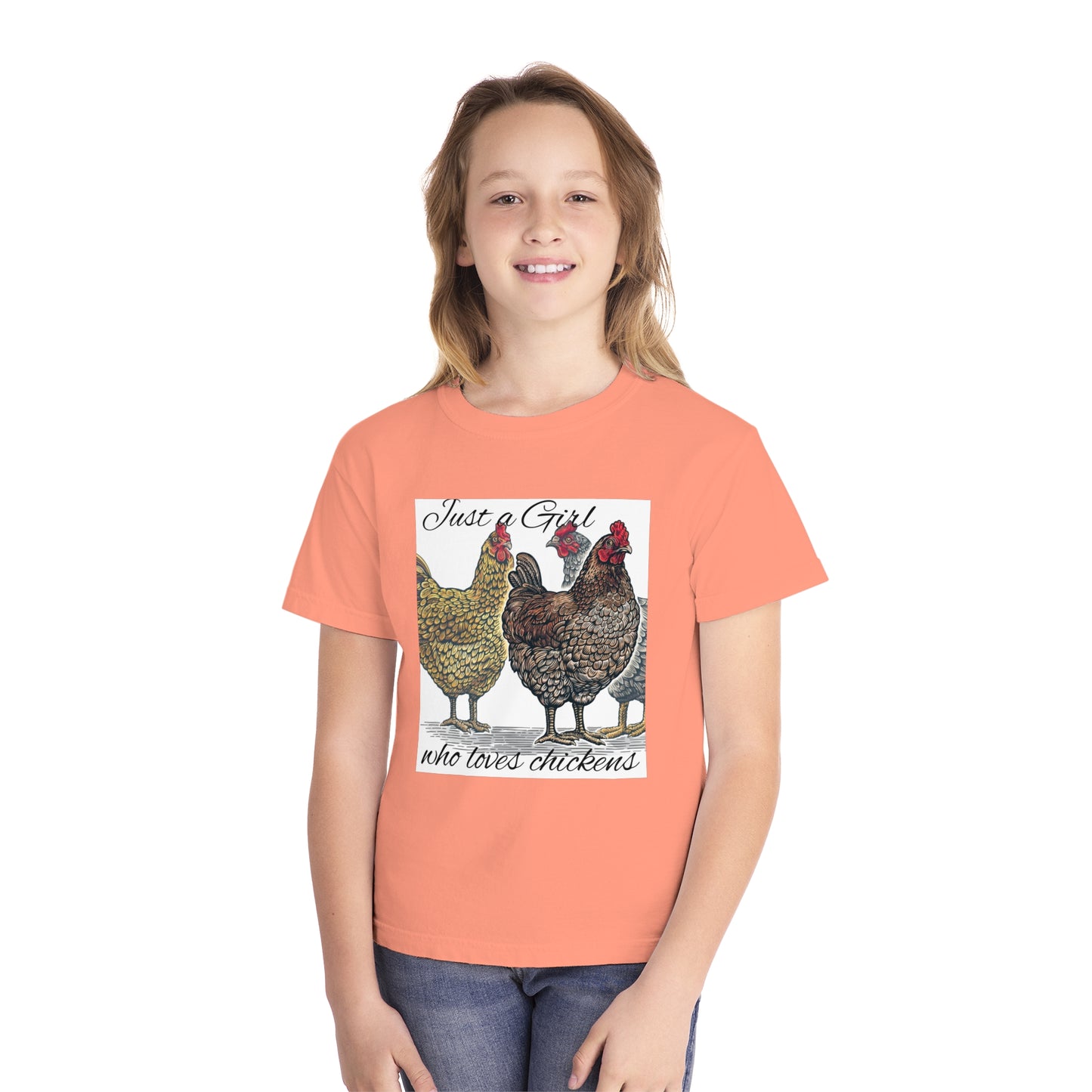 Youth girl who loves chickens