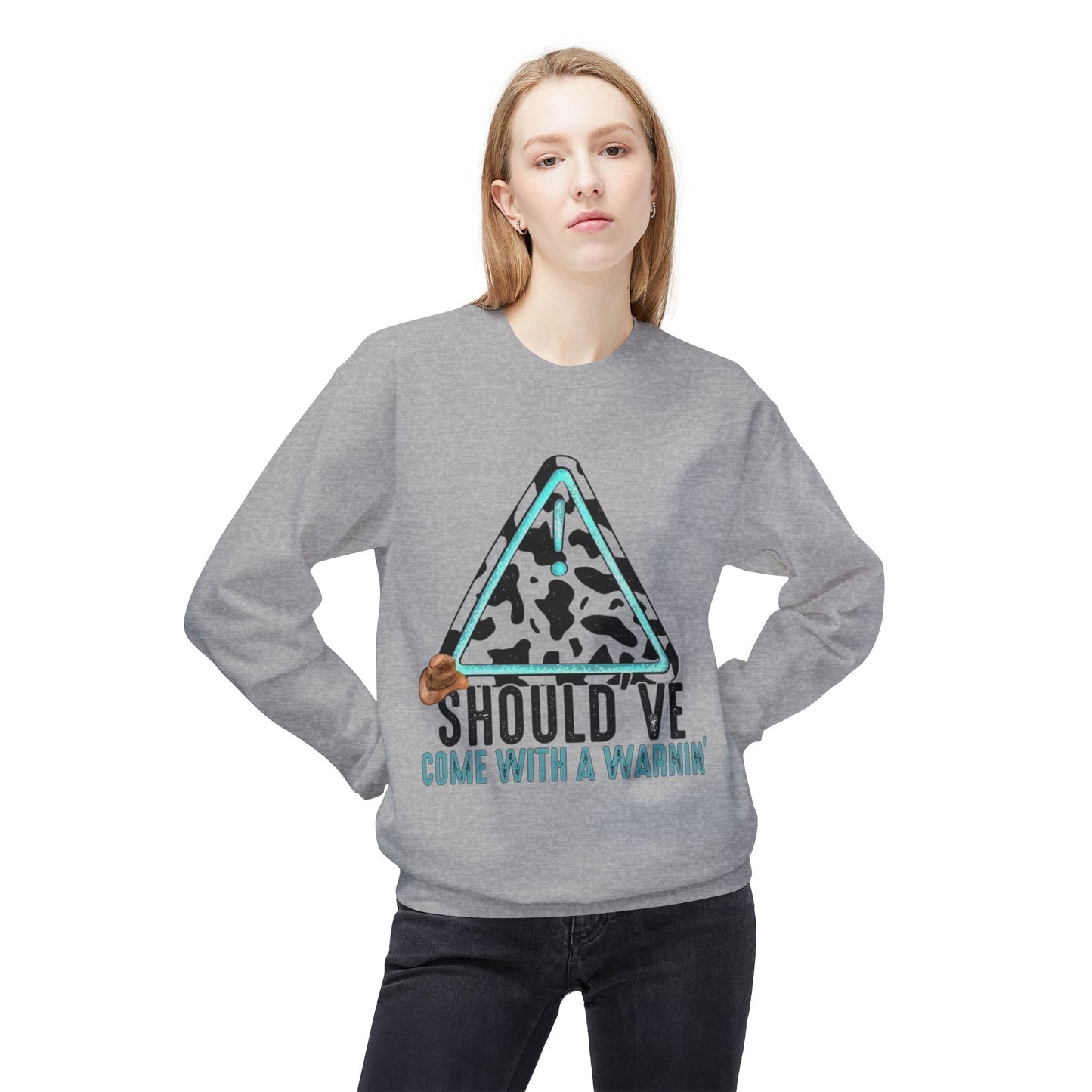 Should have come with a warning / Fleece Crewneck Sweatshirt