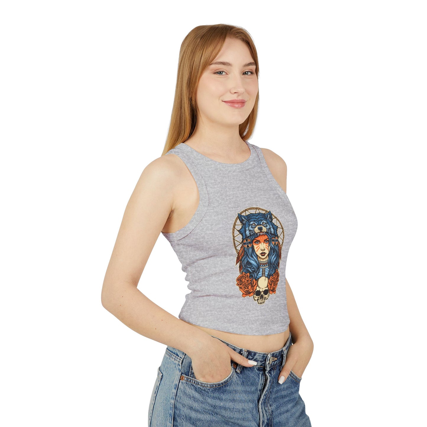Dream catcher wolf woman/ Tank Top