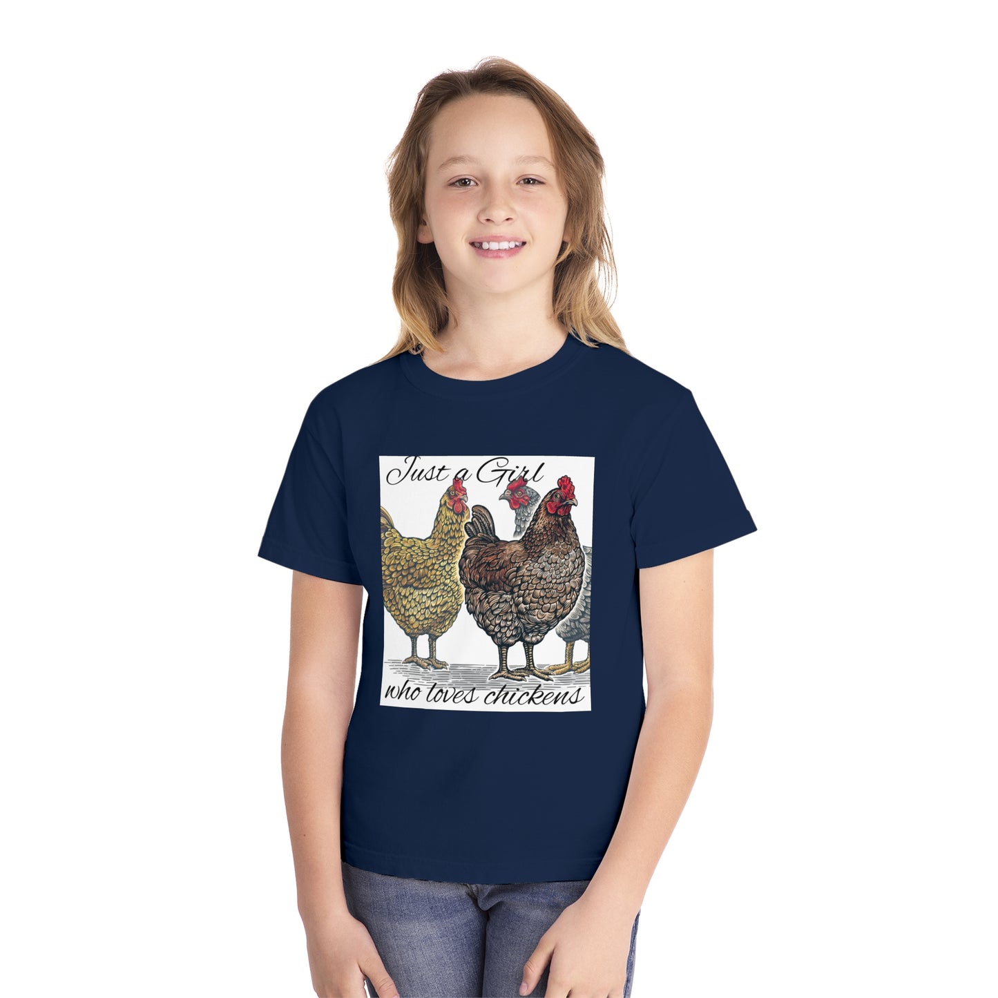 Youth girl who loves chickens