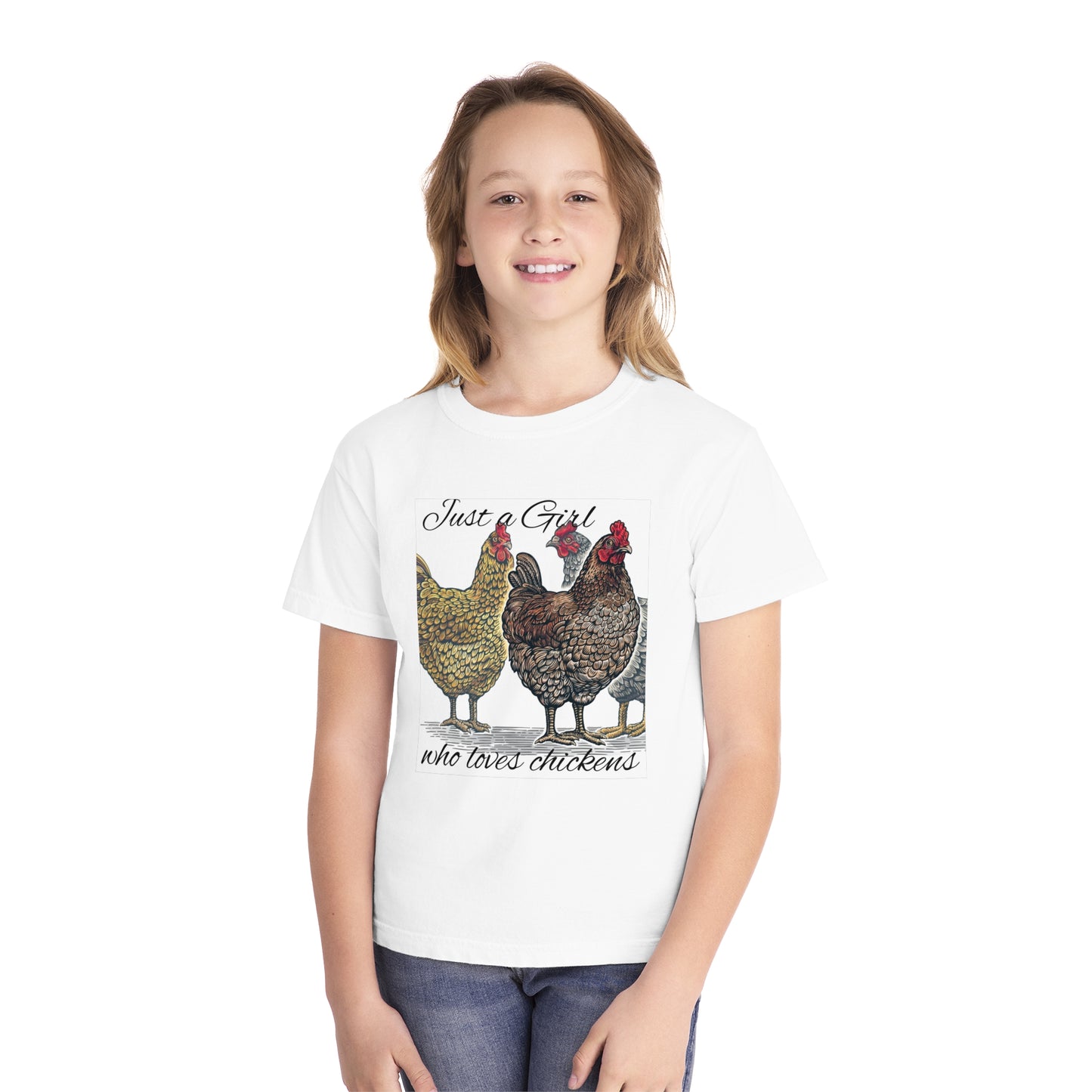 Youth girl who loves chickens