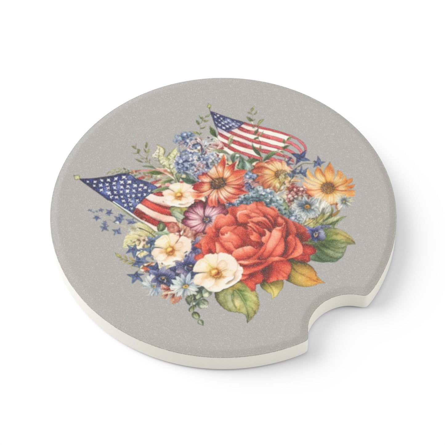 flag and flowers car coasters