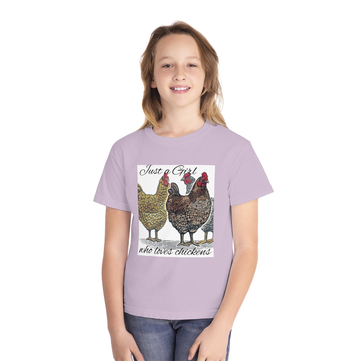 Youth girl who loves chickens