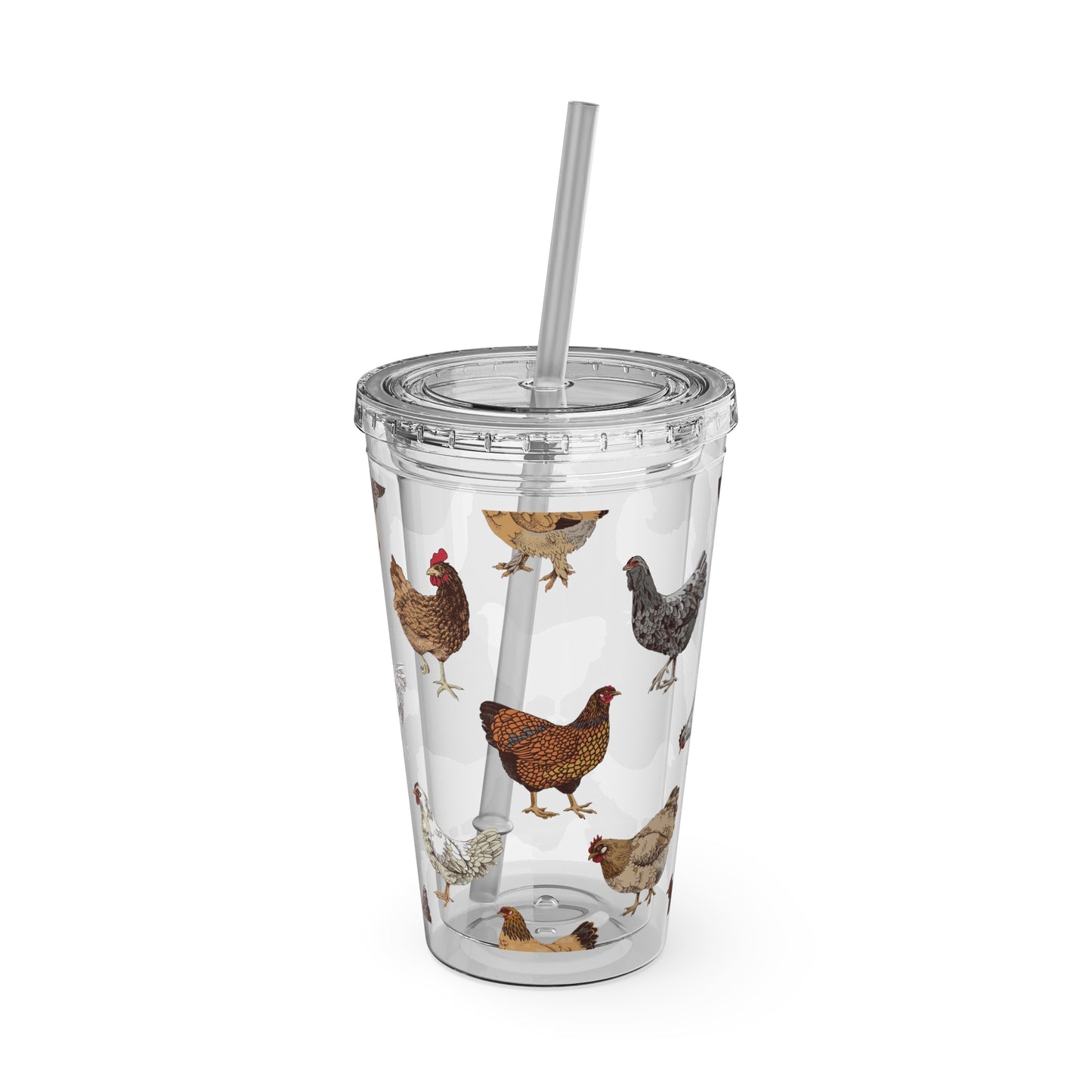 Chickens Tumbler with Straw, 16oz