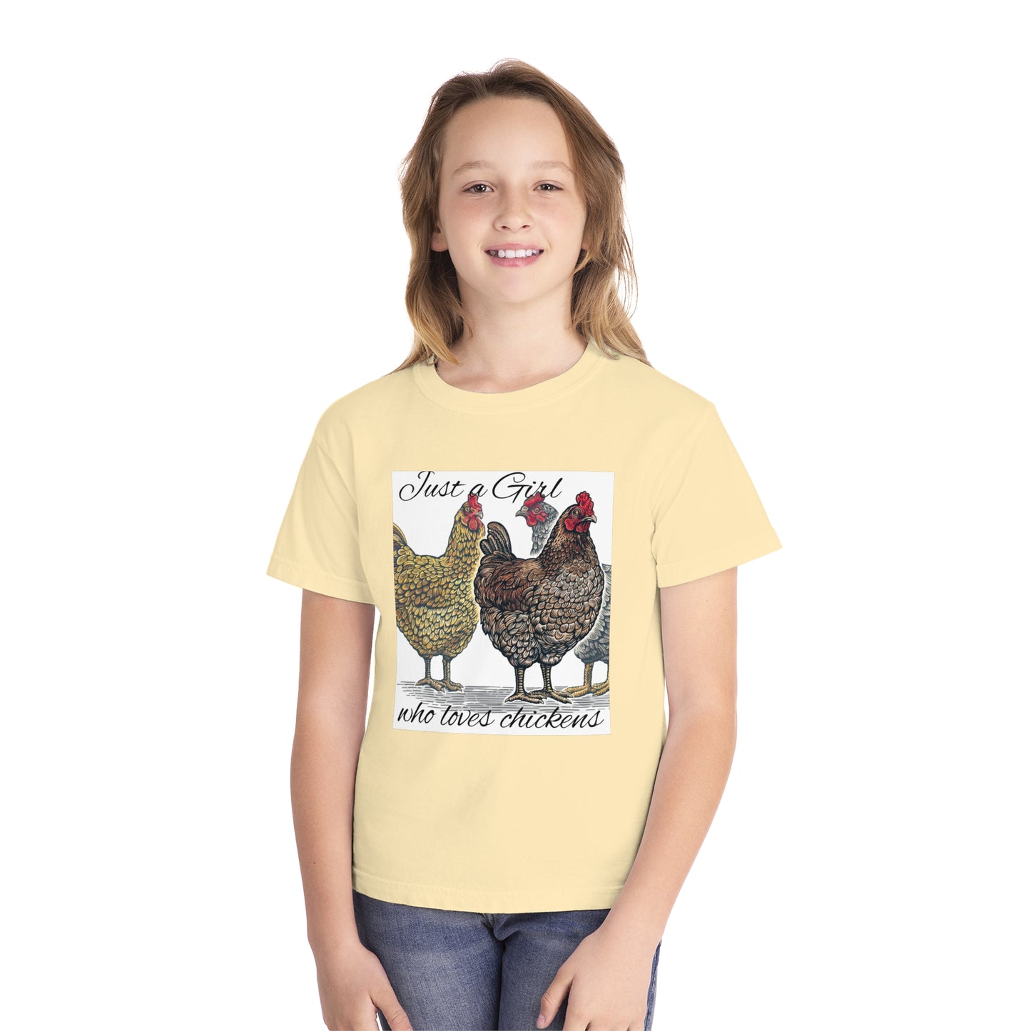 Youth girl who loves chickens