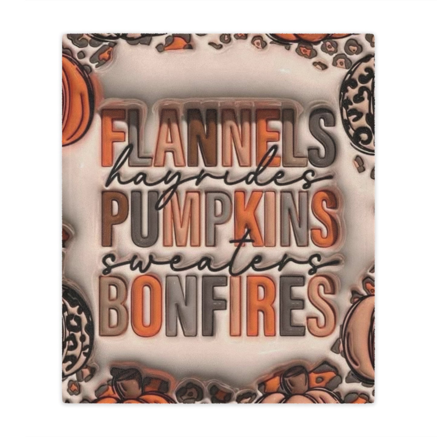 Flannel, pumpkin, Bonfire / Minky Blanket