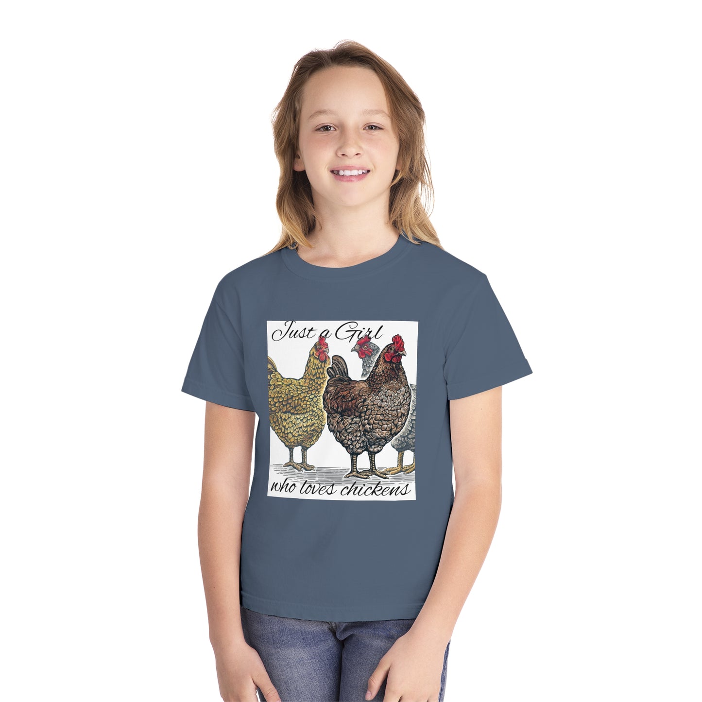 Youth girl who loves chickens