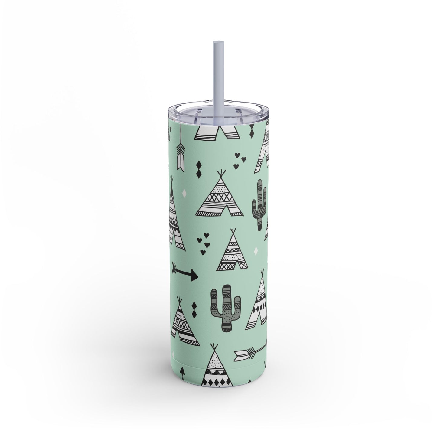 Teepee and cactus tumbler w/straw