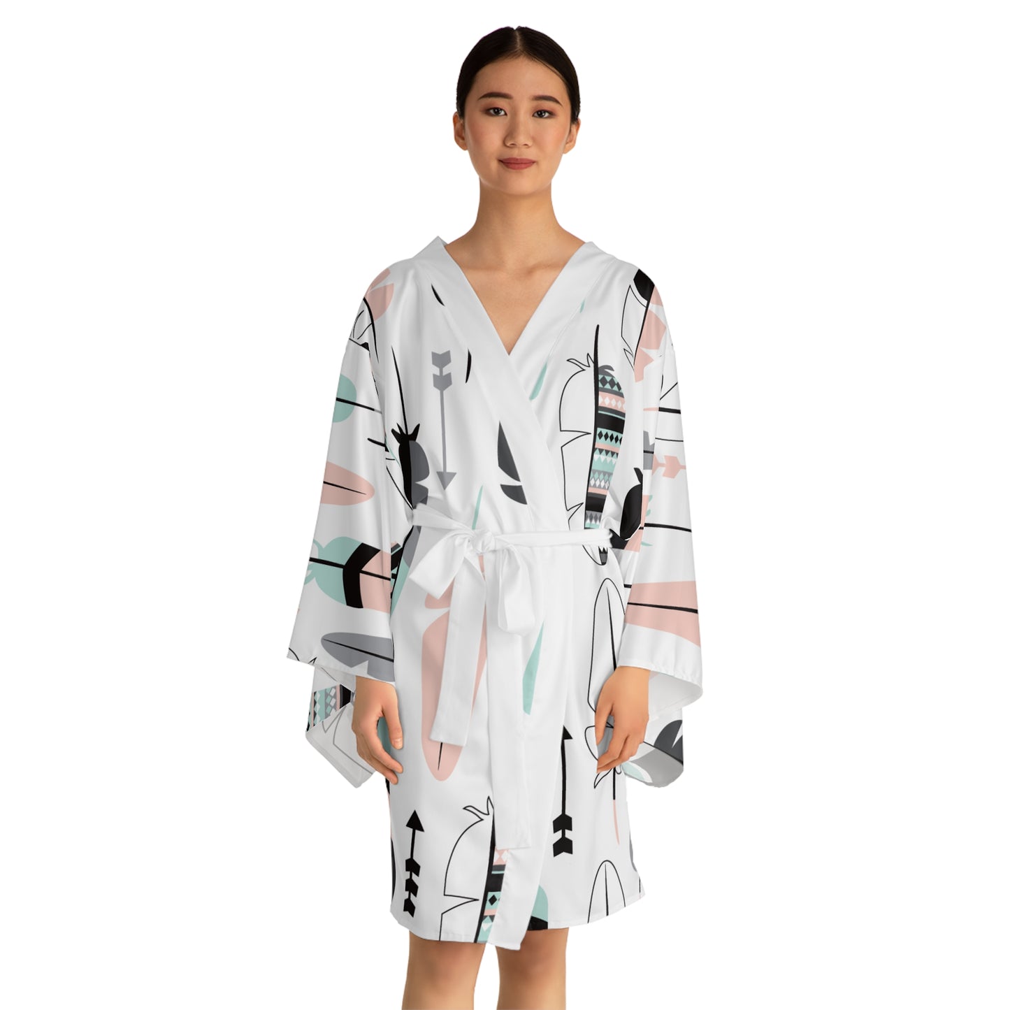 Feather kimono robe