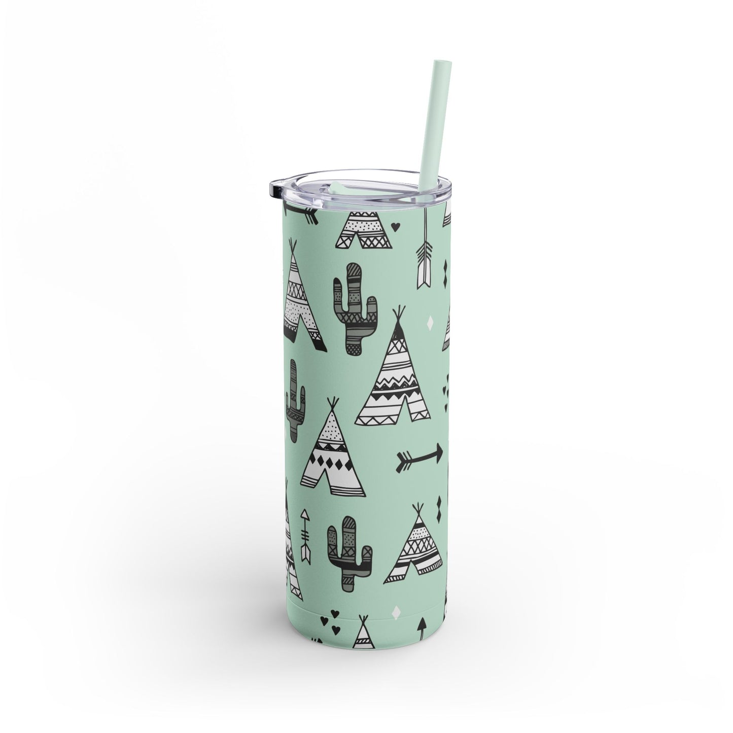 Teepee and cactus tumbler w/straw