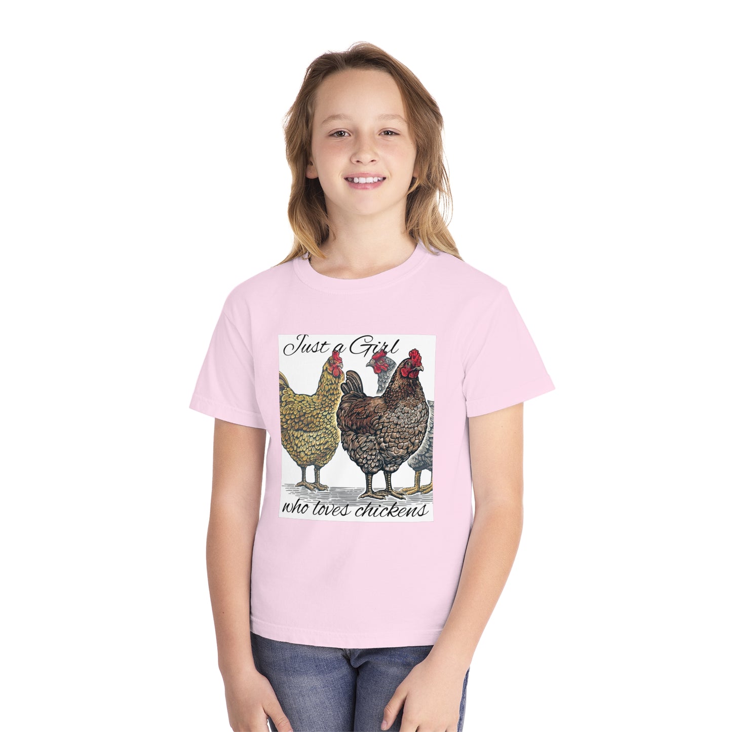 Youth girl who loves chickens