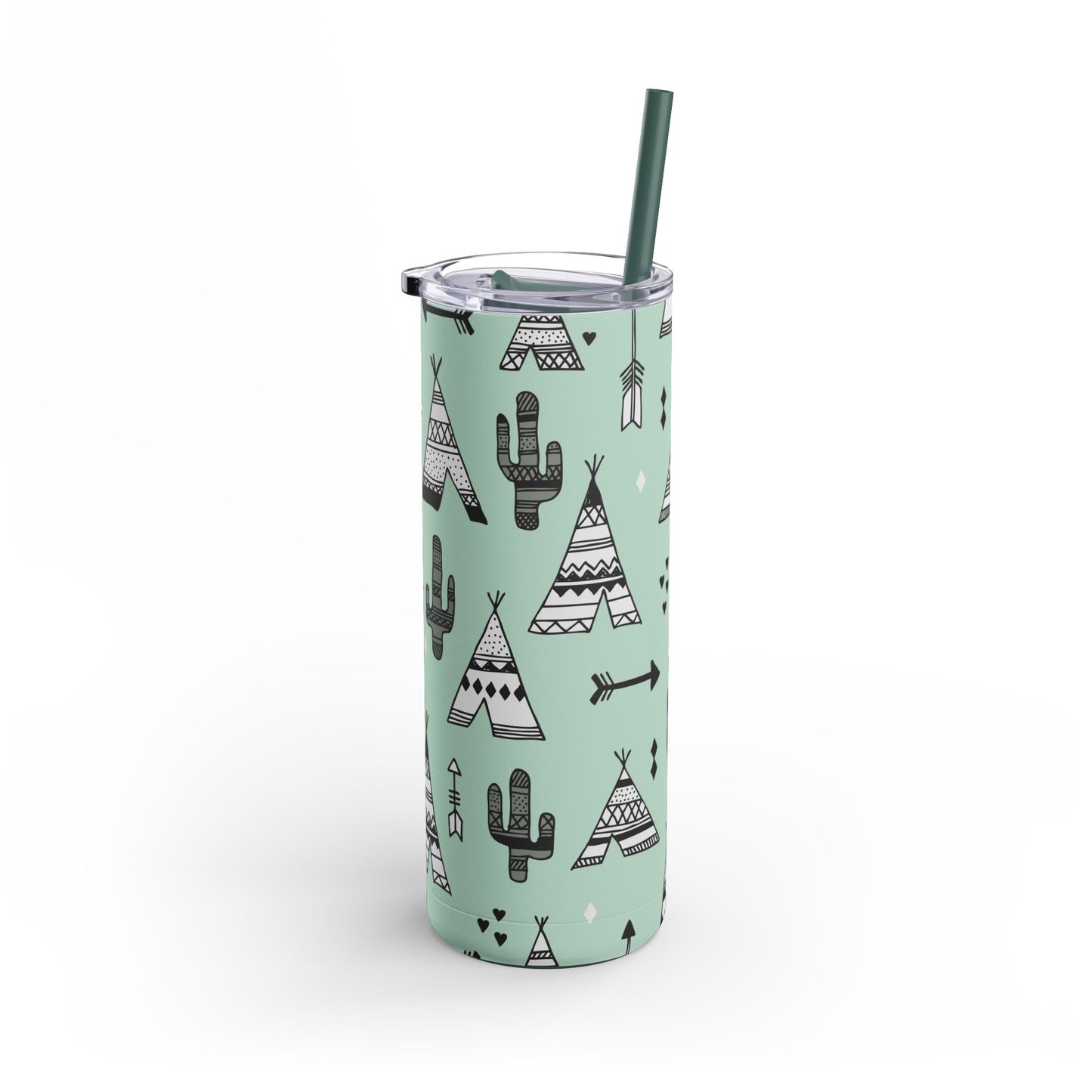 Teepee and cactus tumbler w/straw