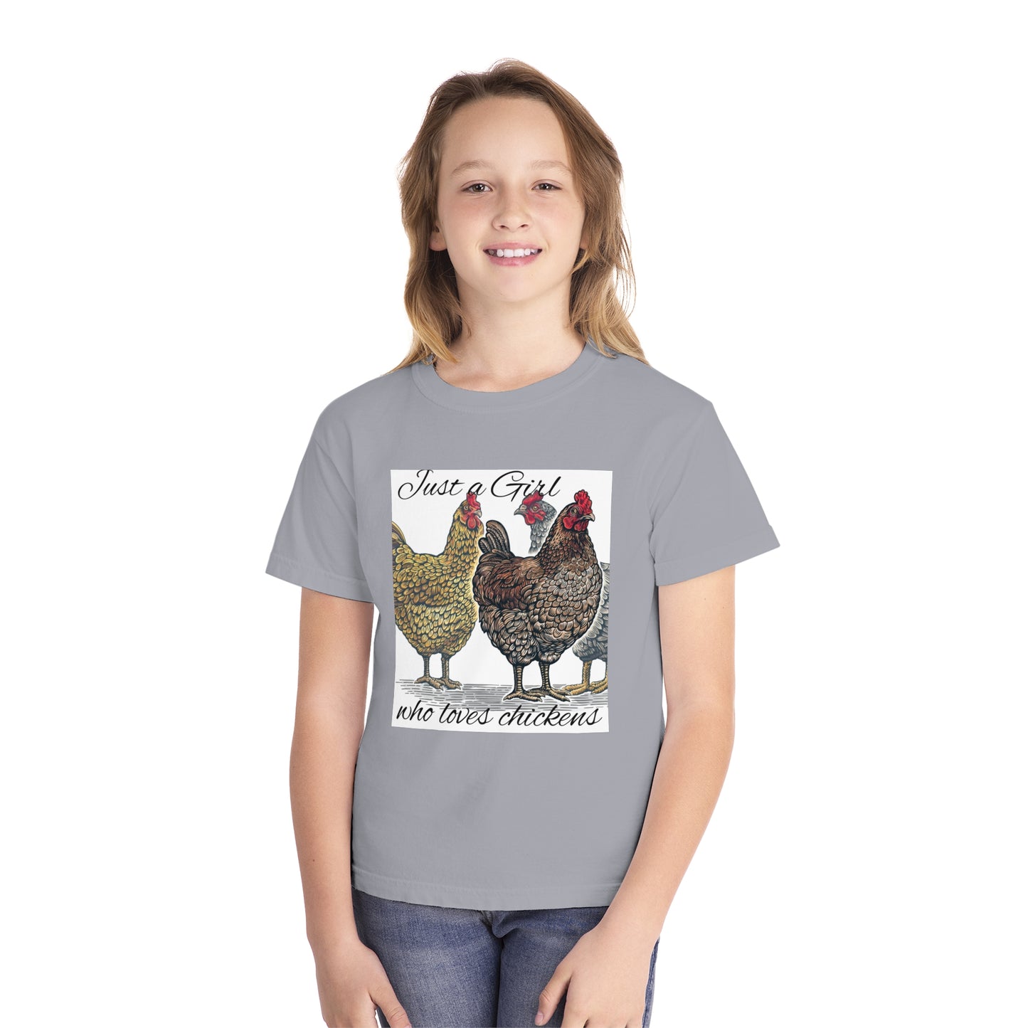 Youth girl who loves chickens