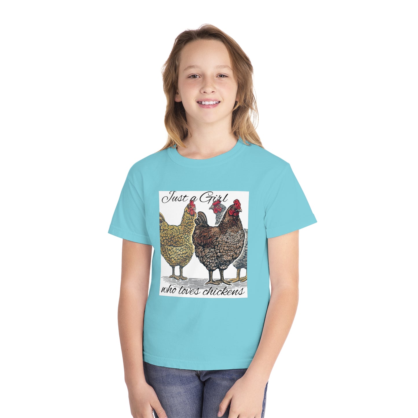 Youth girl who loves chickens