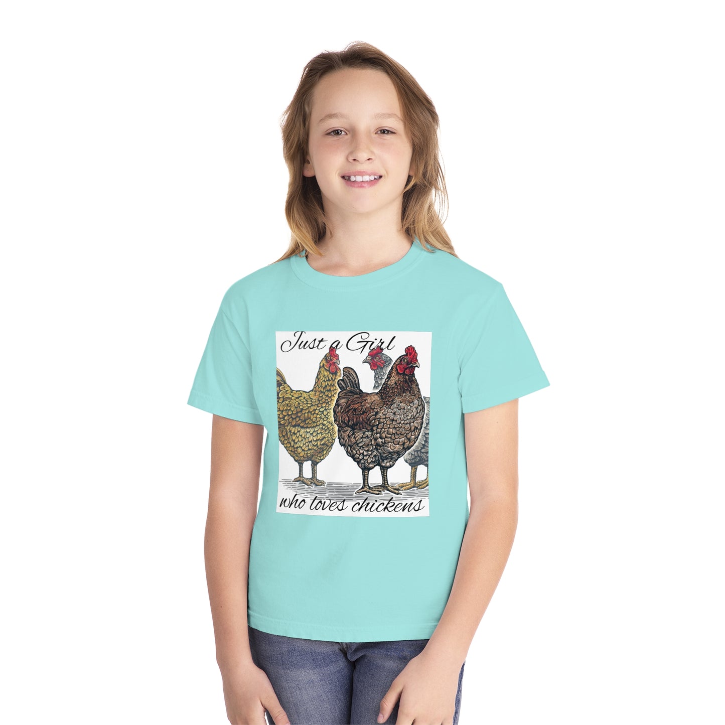 Youth girl who loves chickens