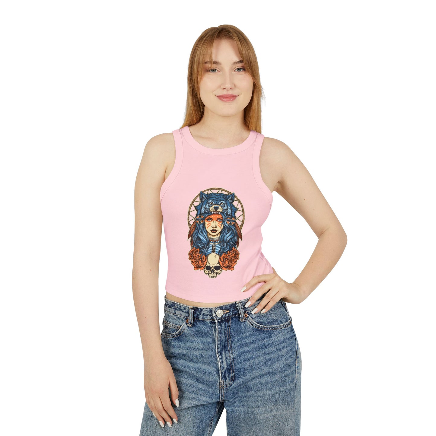 Dream catcher wolf woman/ Tank Top
