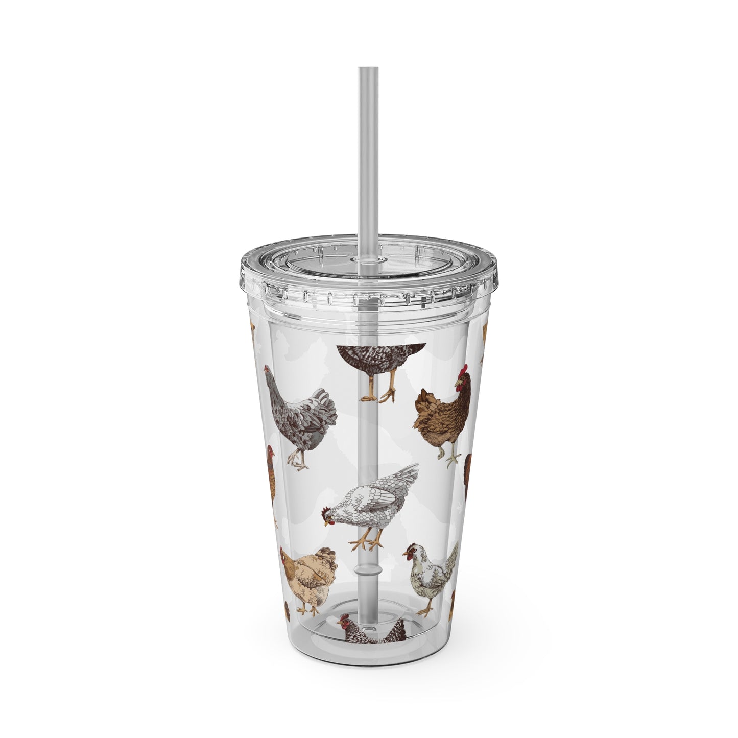 Chickens Tumbler with Straw, 16oz